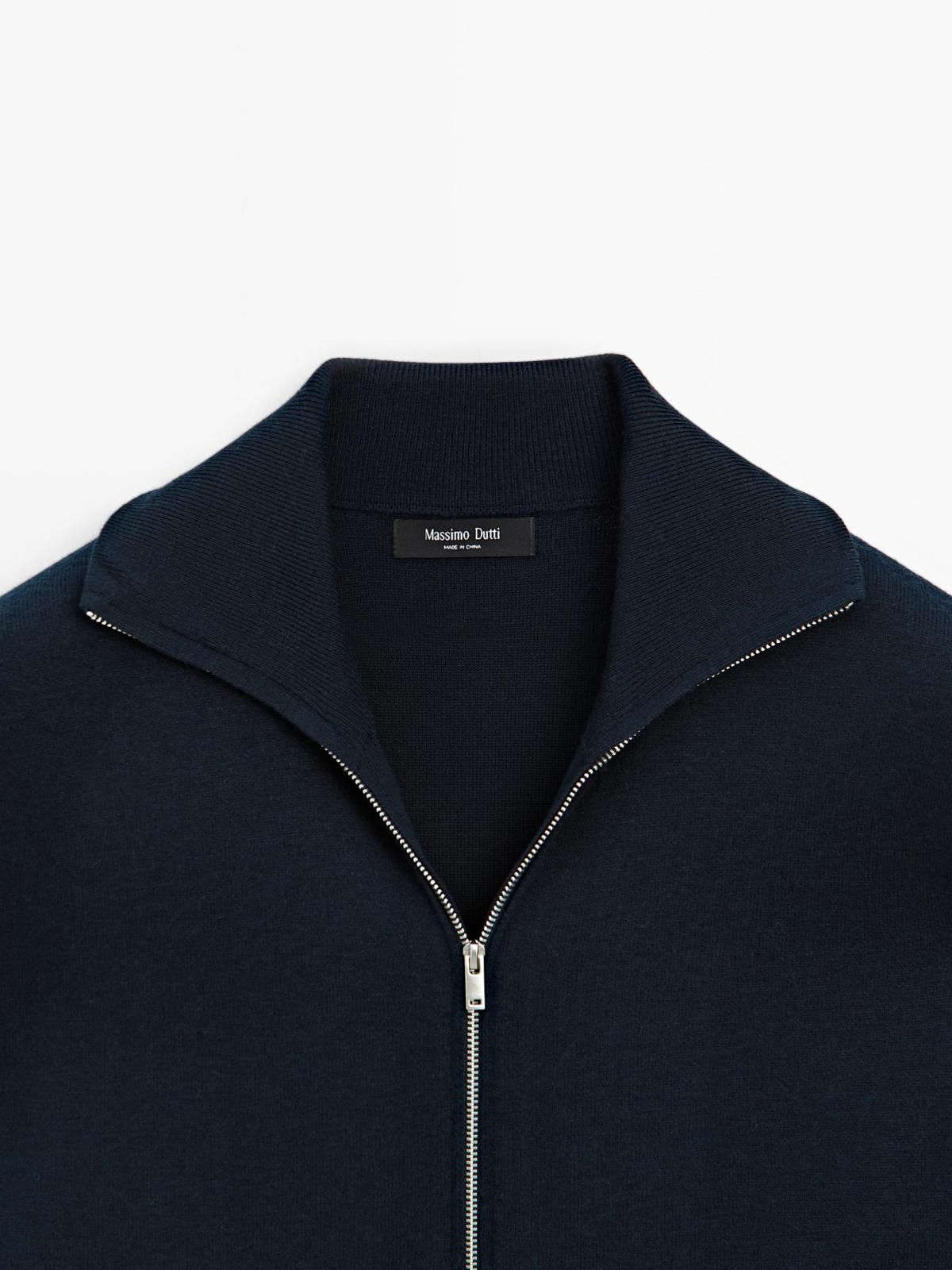 마시모두띠 네이비 미니멀 울코튼 집업 가디건 0949/382 NAVY BLUE - 상세 이미지 3