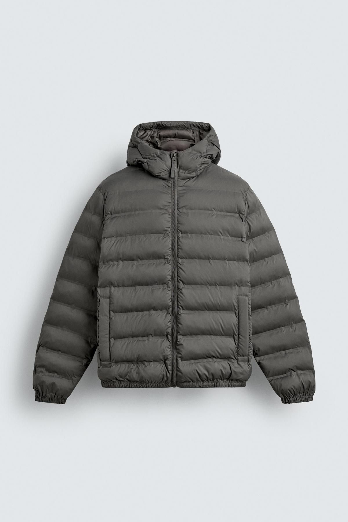 자라 테크니컬 경량 퀼팅 후드 집업 패딩 4302/208 CHARCOAL GREY - 상품 이미지