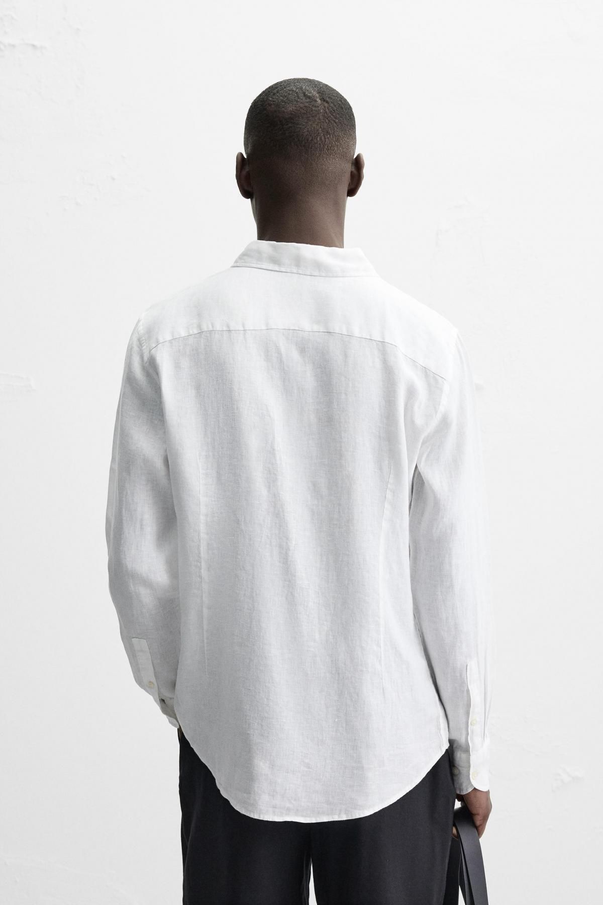 자라 100 리넨 셔츠 3090/010 WHITE - 상세 이미지 4
