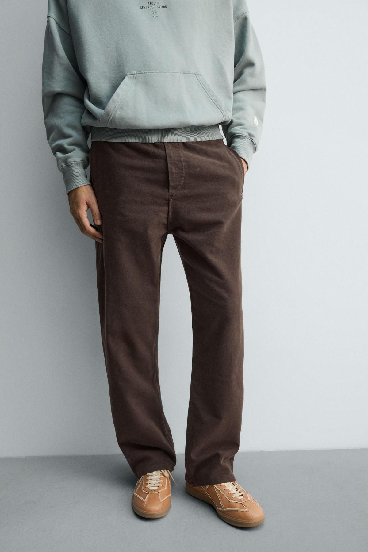 자라 스트레치 코튼 릴렉스핏 슬랙스 팬츠 7563/301 DARK BROWN - 메인 이미지