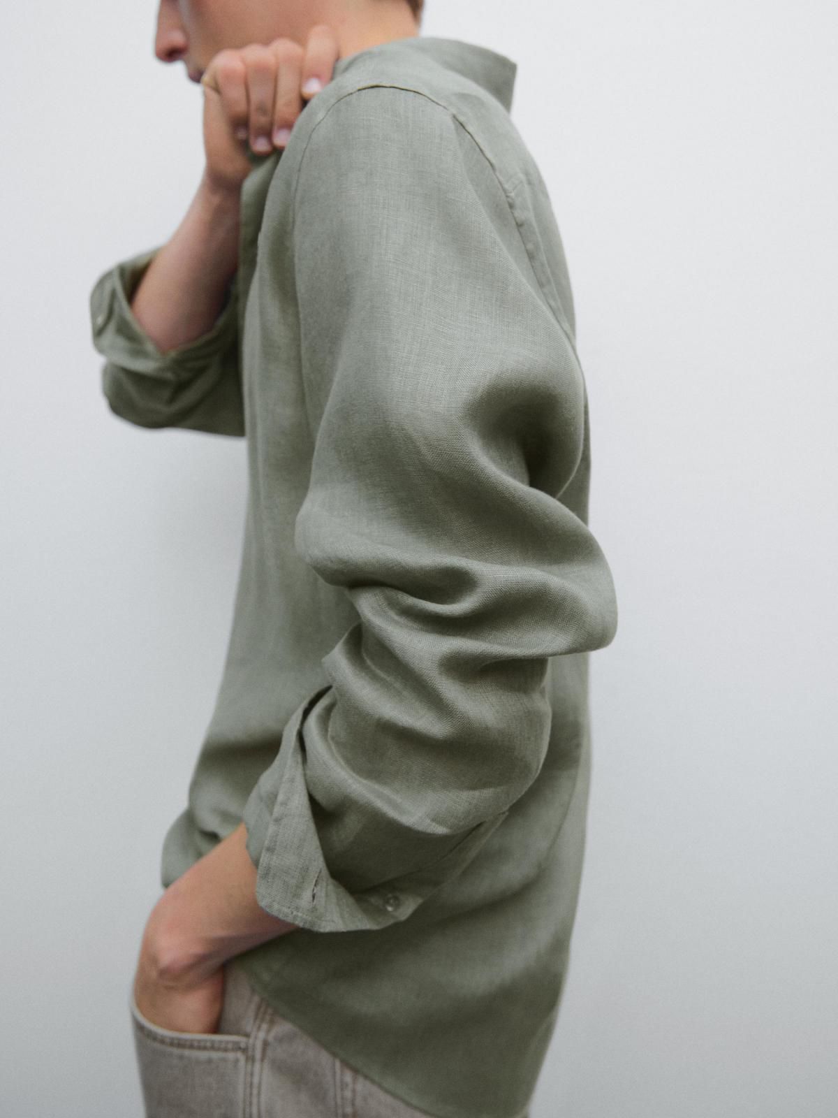마시모두띠 리넨 레귤러핏 긴팔 셔츠 1793/424 PALE GREEN - 상세 이미지 3