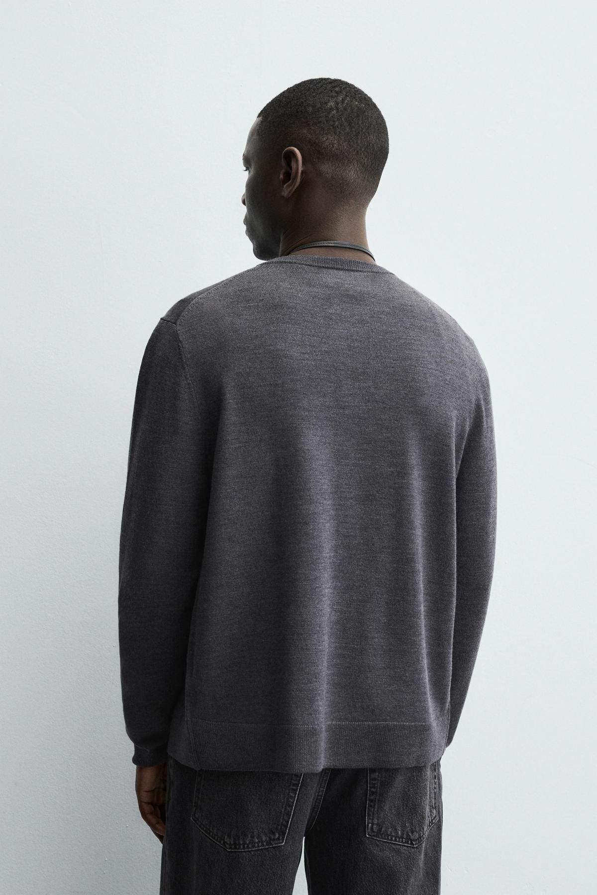 자라 울블렌드 라운드넥 레귤러핏 가디건 0506/317 ANTHRACITE GREY - 상세 이미지 4