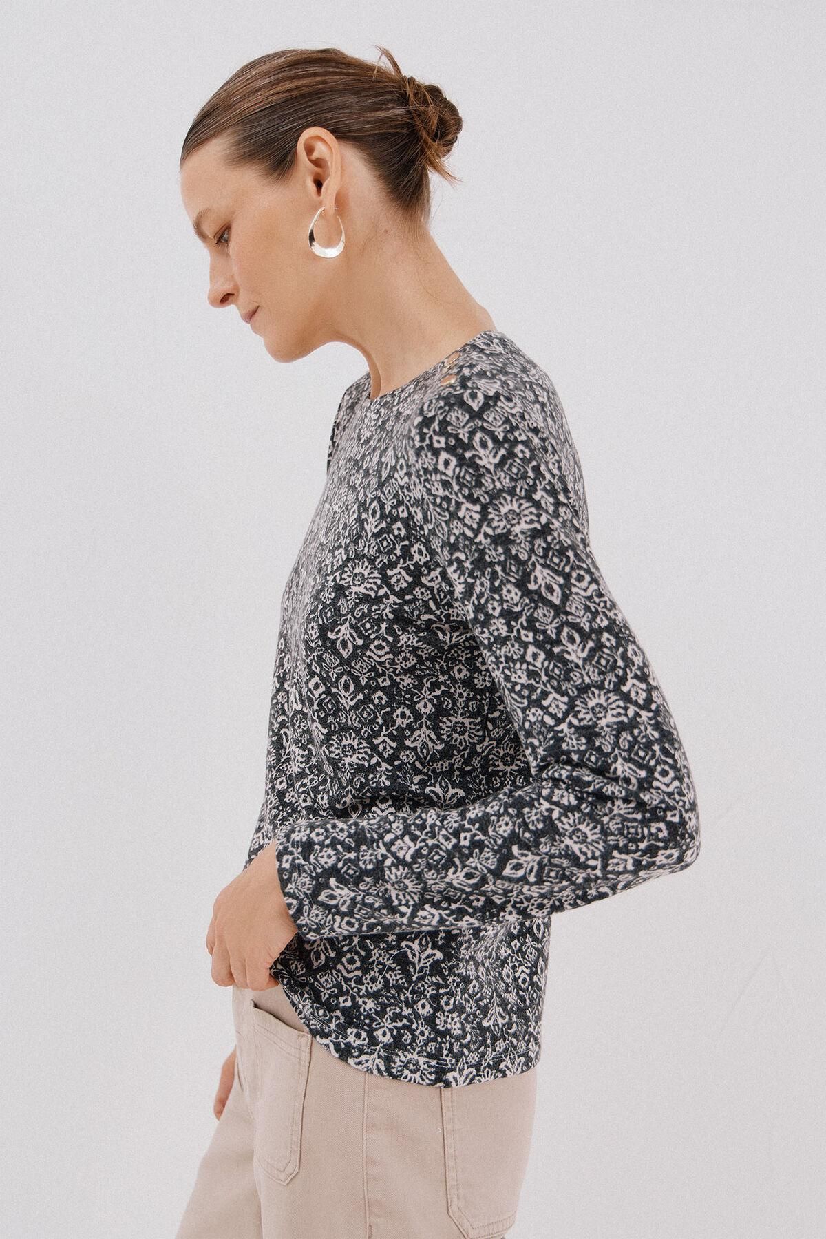 꼬르떼피엘 플라워 프린트 라운드넥 긴팔 티셔츠 6322482 ESTAMPADO BLANCO - 상세 이미지 4