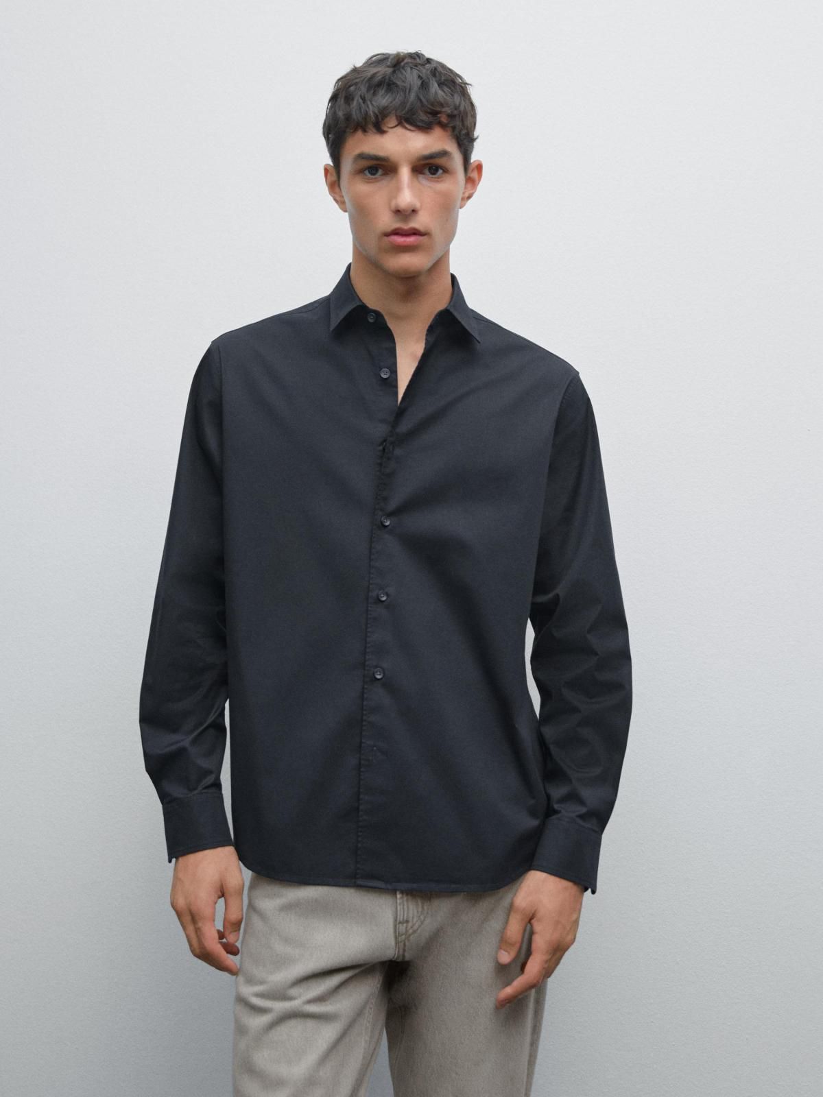마시모두띠 테크니컬 스트레치 코튼 트윌 레귤러핏 긴팔 셔츠 1738/278 NAVY BLUE - 상세 이미지 3