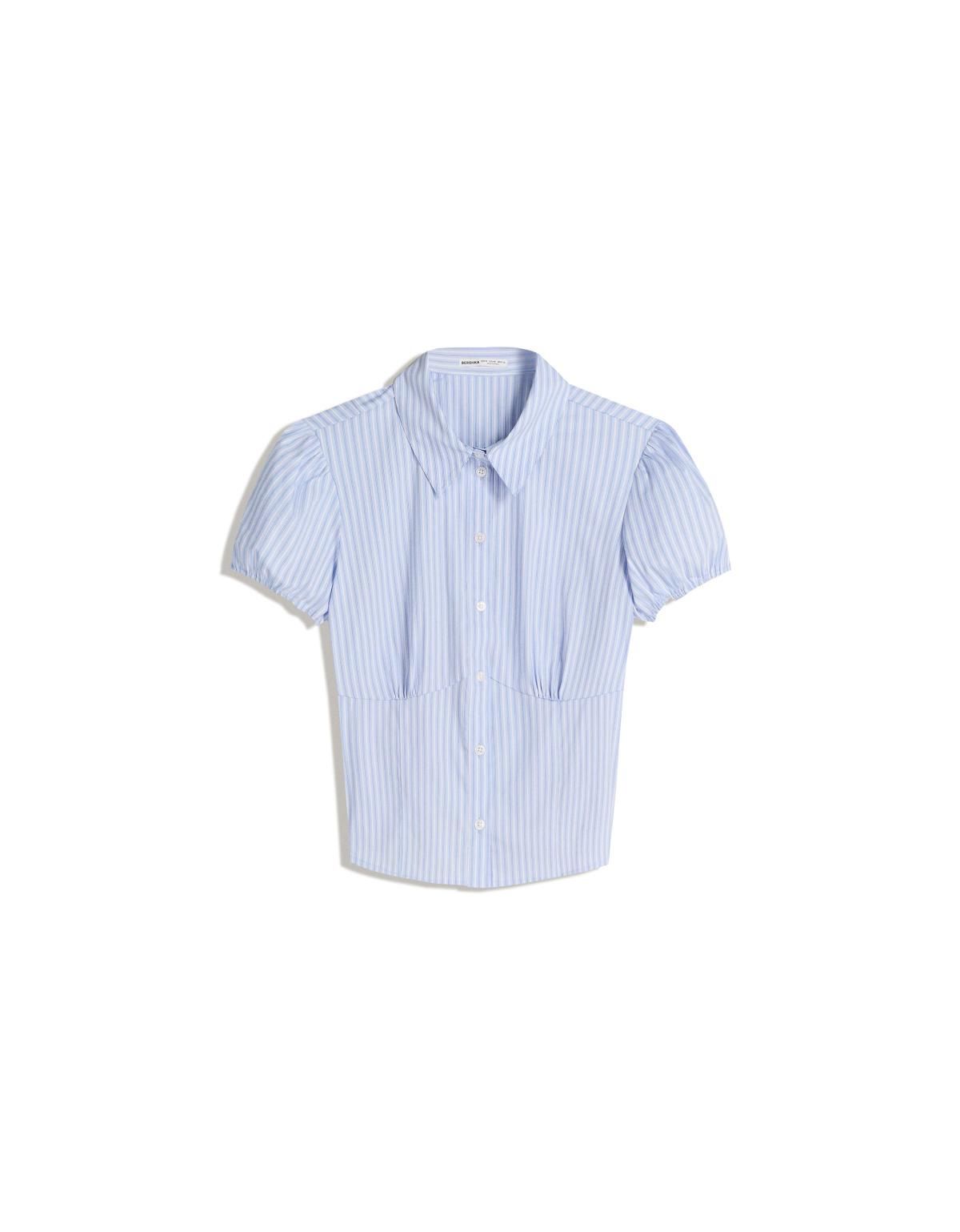 버쉬카 스트라이프 베이직 반팔 셔츠 6268/008 LIGHT BLUE - 메인 이미지