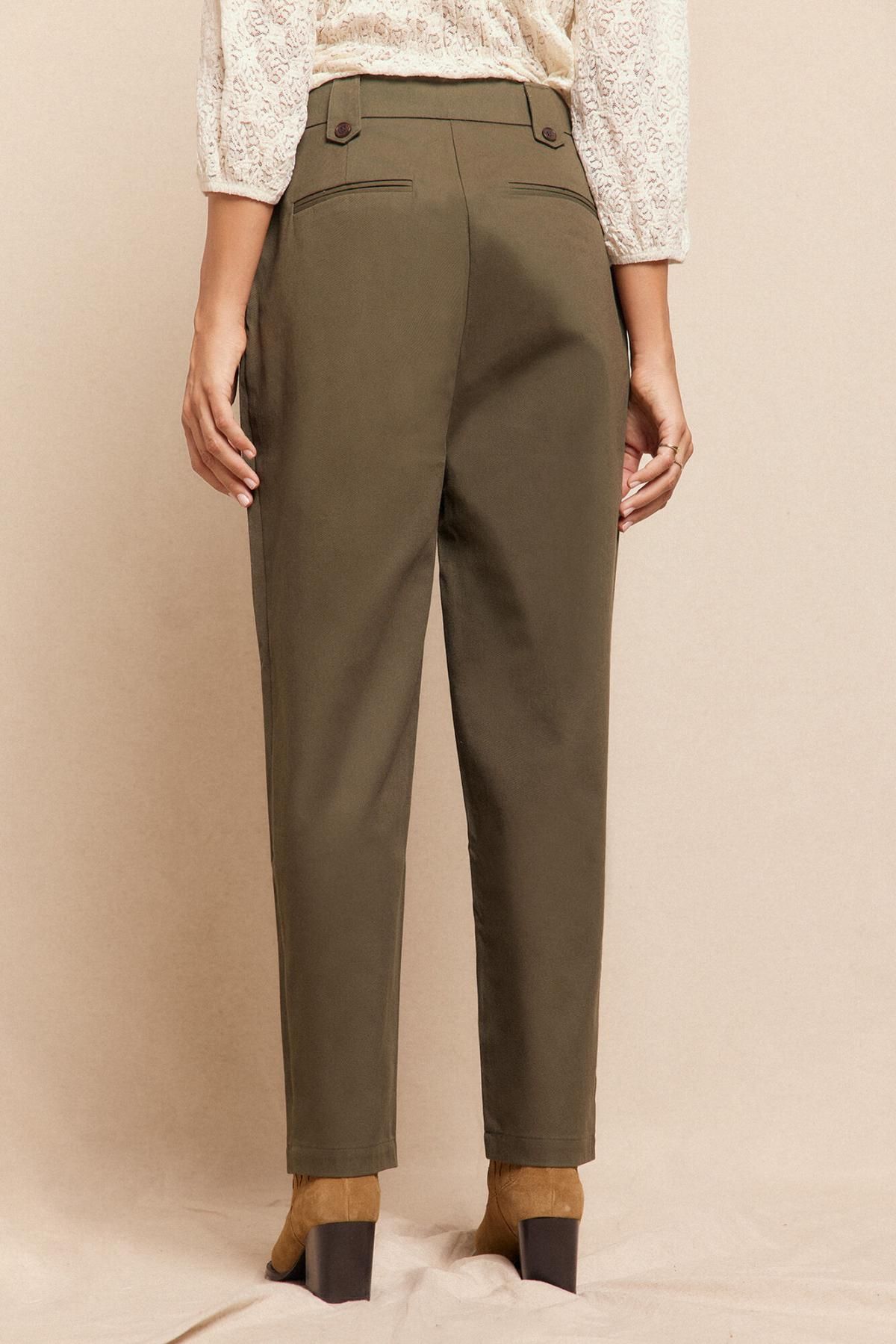 슬로우러브 와이드핏 코튼 트윌 팬츠 3722130 VERDE OSCURO - 상세 이미지 3