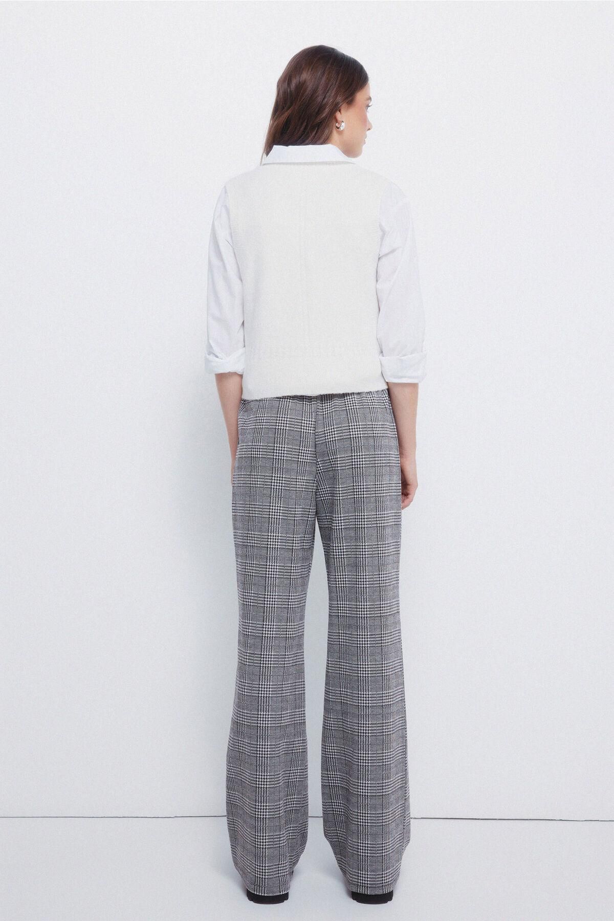 스프링필드 체크 와이드 조거 팬츠 6832061 GRIS - 상세 이미지 4