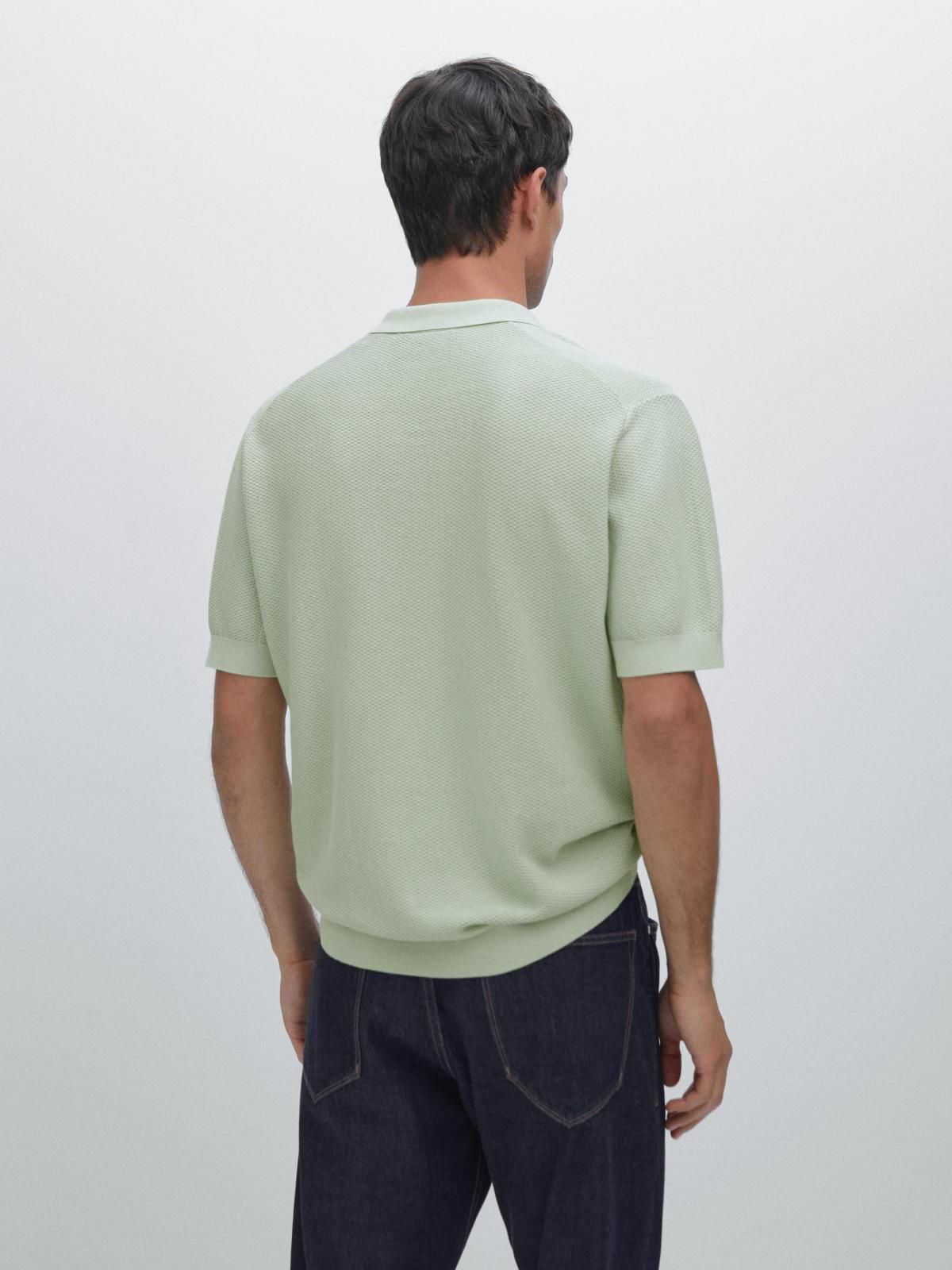 마시모두띠 텍스처 코튼 니트 반팔 폴로셔츠 0910/201 SEA GREEN - 상세 이미지 3