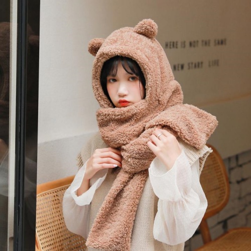 곰돌이 후드 머플러 모자 목돌이 이미지 6