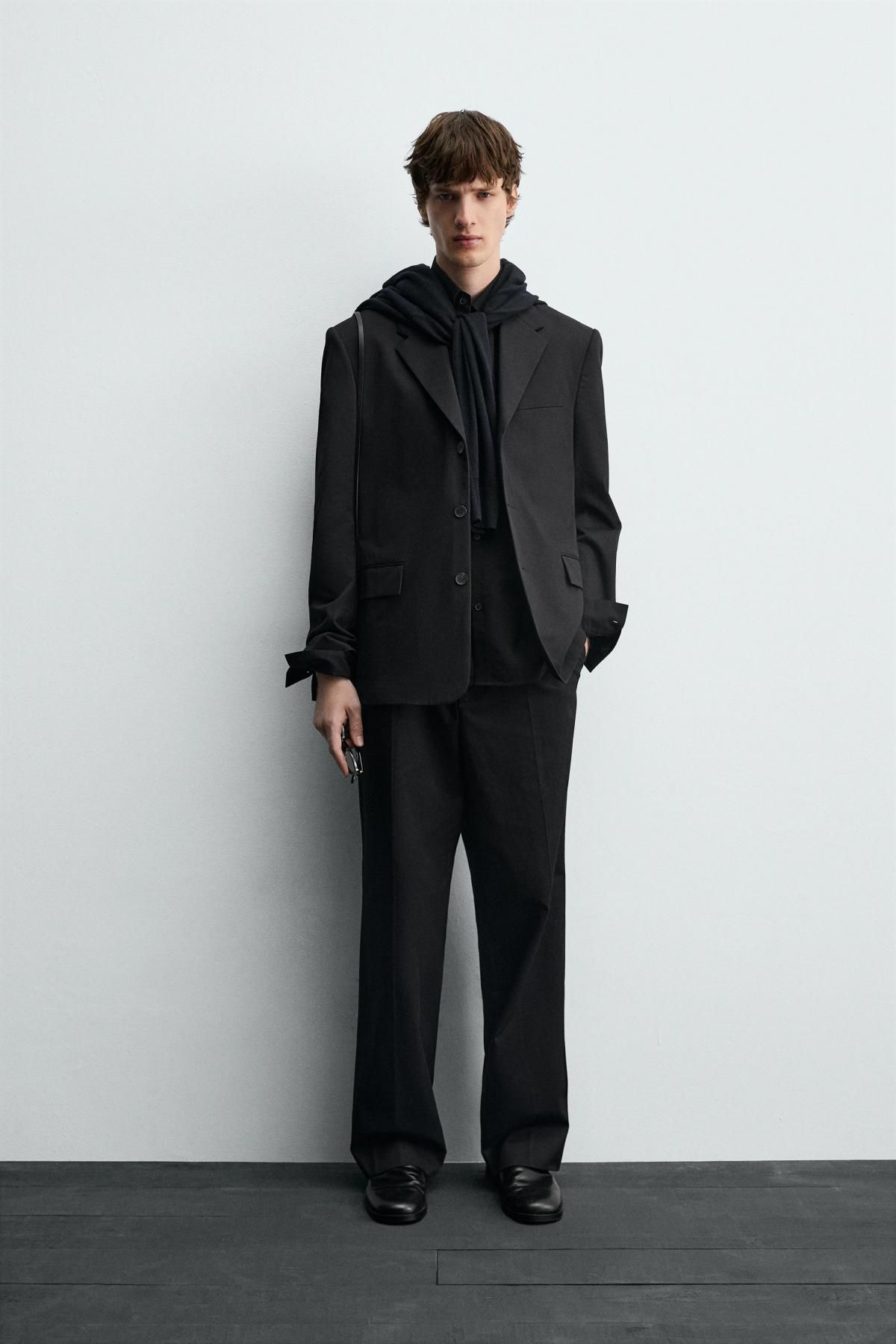 자라 라이트코튼 블랙 레귤러핏 수트 블레이저 6394/700 BLACK - 상세 이미지 2