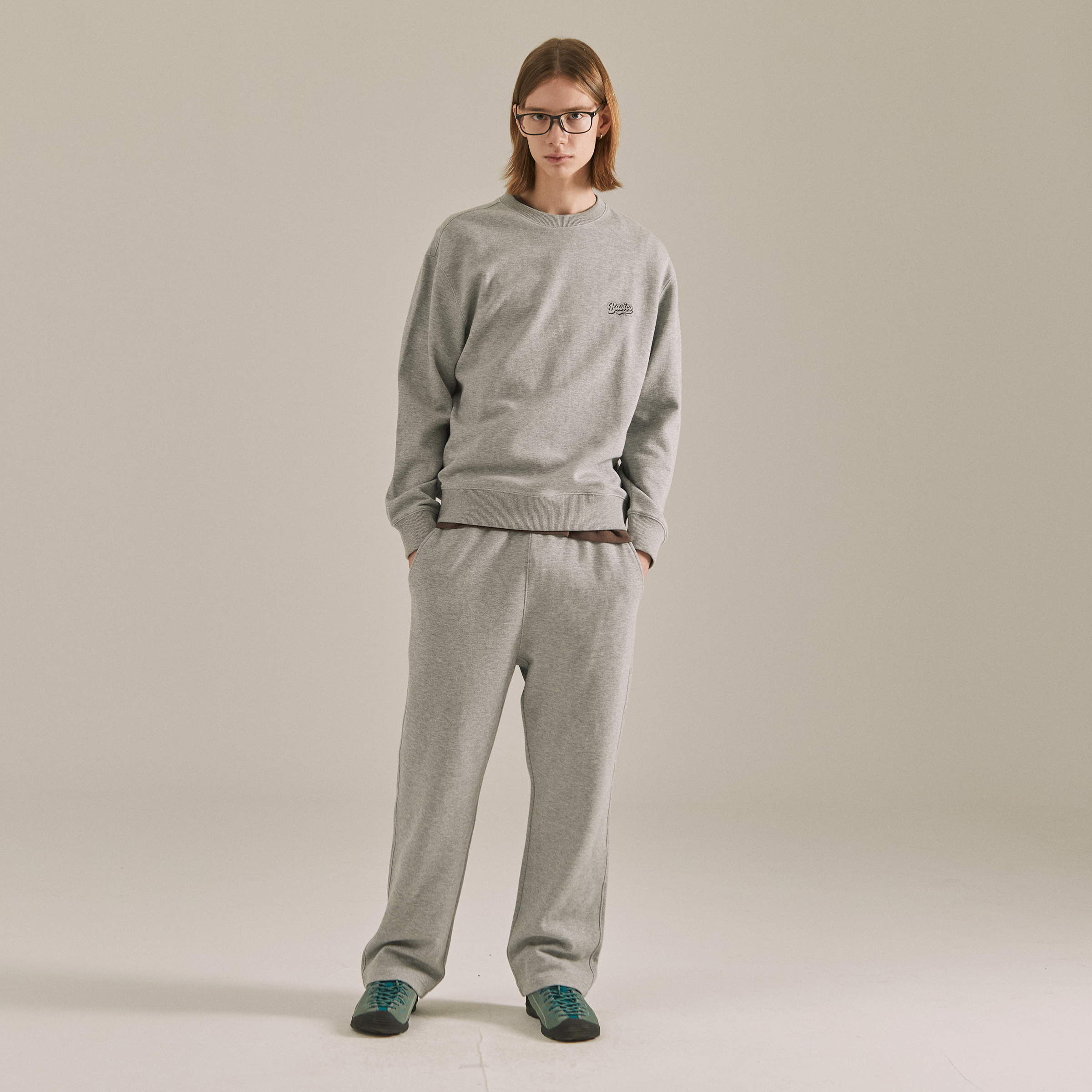 베이직하우스 스트레이트 일자 코튼 밴딩 트레이닝 조거 팬츠 - 상세 이미지 5