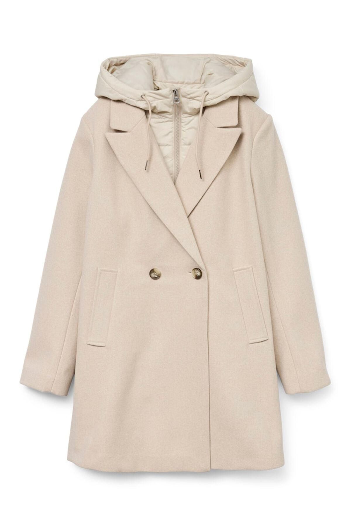 베로모다 테크니컬 후드 탈부착 롱 울코트 6432549 BEIGE - 상품 이미지