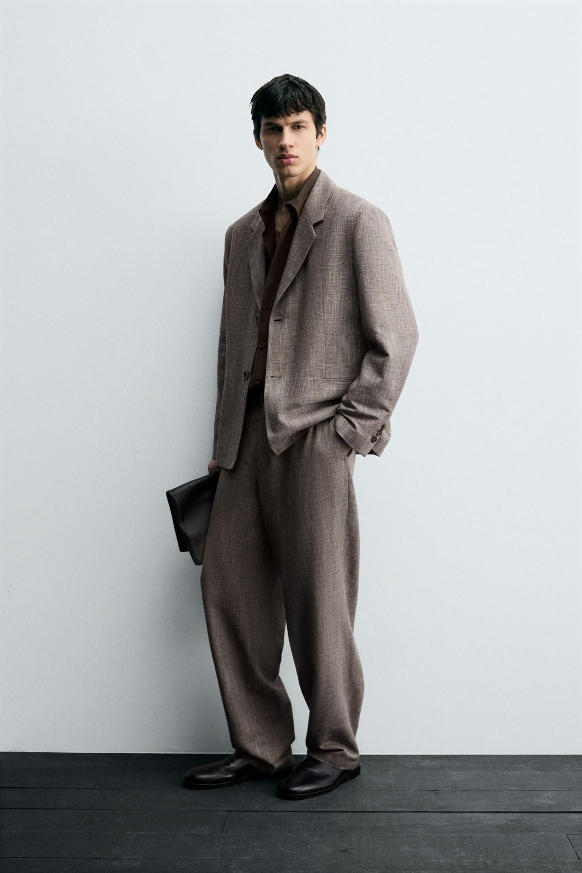 자라 테크니컬 슬림핏 텍스처 수트 팬츠 5905/484 LIGHT BROWN - 상세 이미지 4