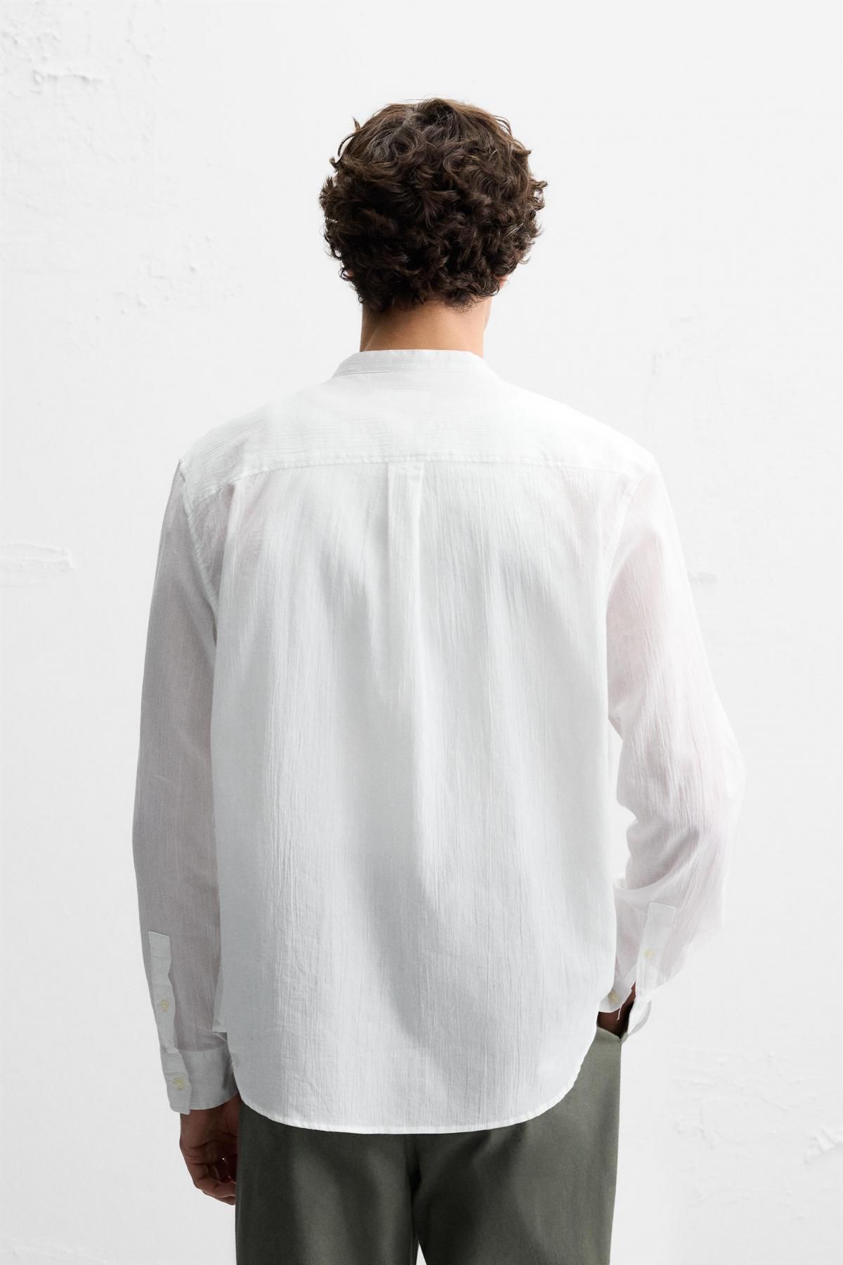 자라 링클 효과 긴팔 셔츠 6103/400 WHITE - 상세 이미지 4