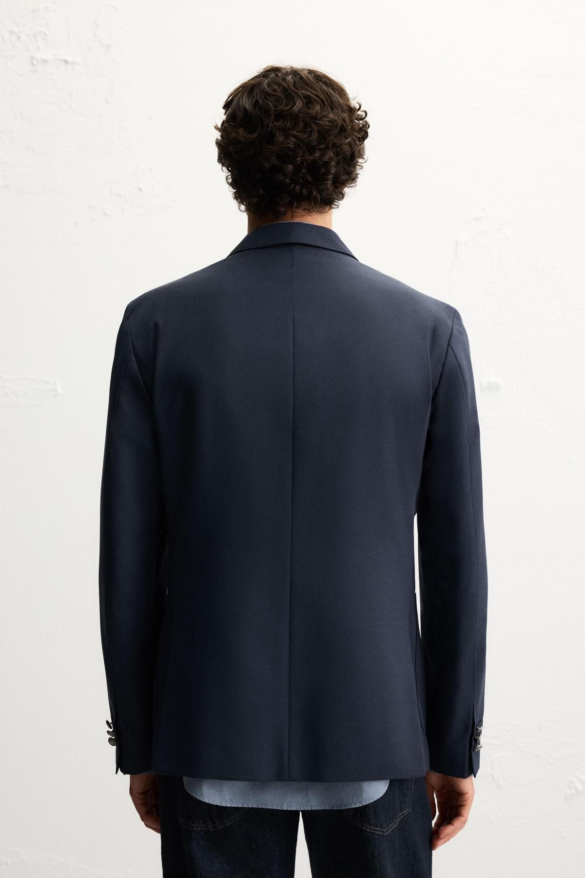 자라 울블렌드 더블브레스트 테일러드 재킷 1564/311 NAVY BLUE - 상세 이미지 4