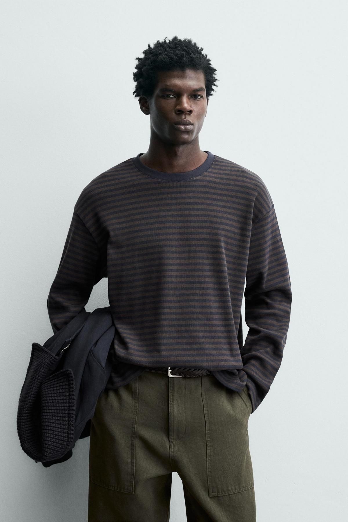 자라 스트라이프 라운드넥 긴팔 티셔츠 1887/313 STRIPES - 상세 이미지 3