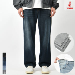 남자 기모 청바지 겨울 세미 와이드 본딩 블랙진 연청 진청 빅사이즈 데님... 착용 후기 | 사이즈/핏 총정리 - 상품 이미지 1