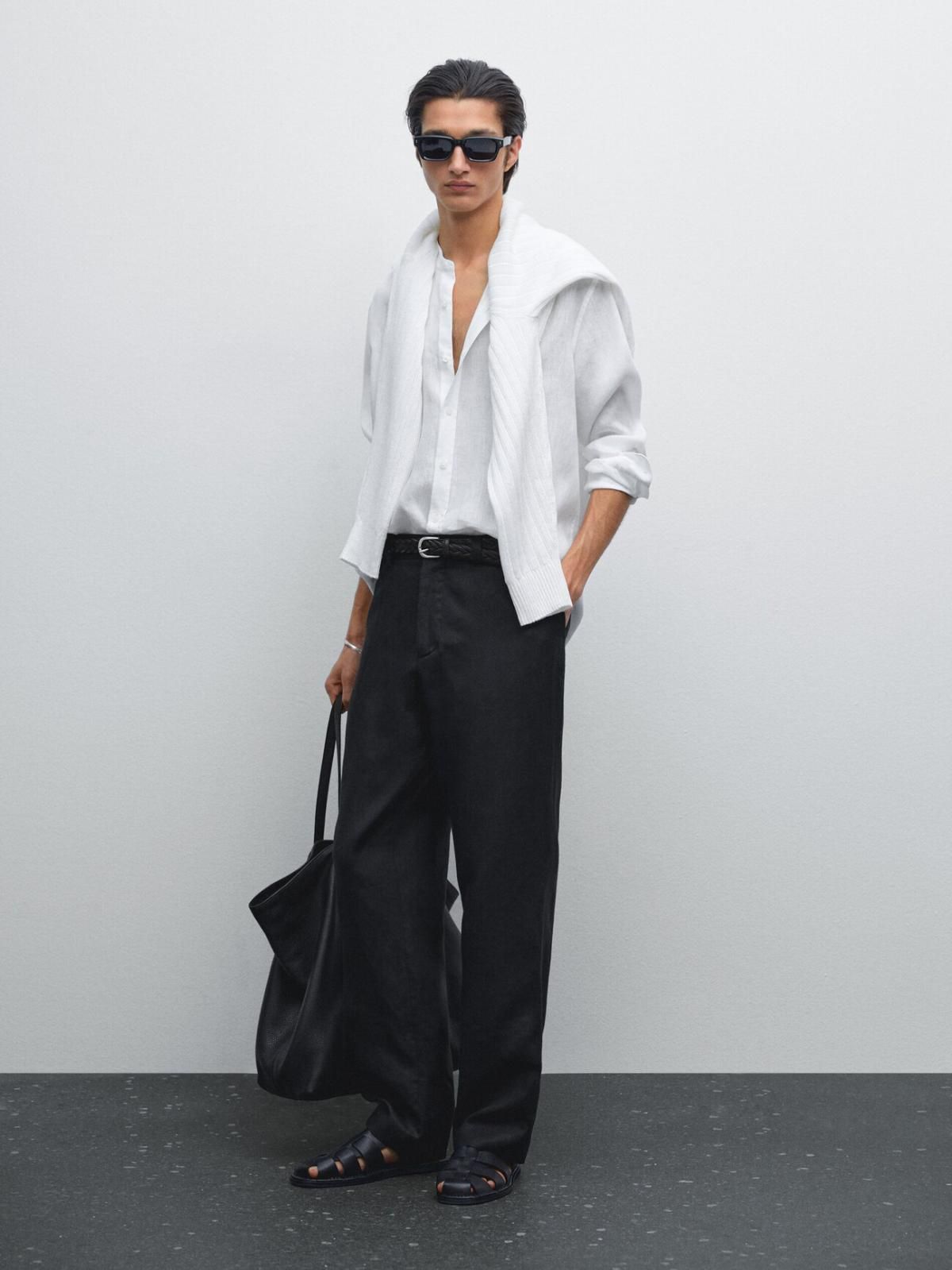 마시모두띠 리넨 스탠드업카라 레귤러핏 긴팔 셔츠 0191/791 WHITE - 상세 이미지 2