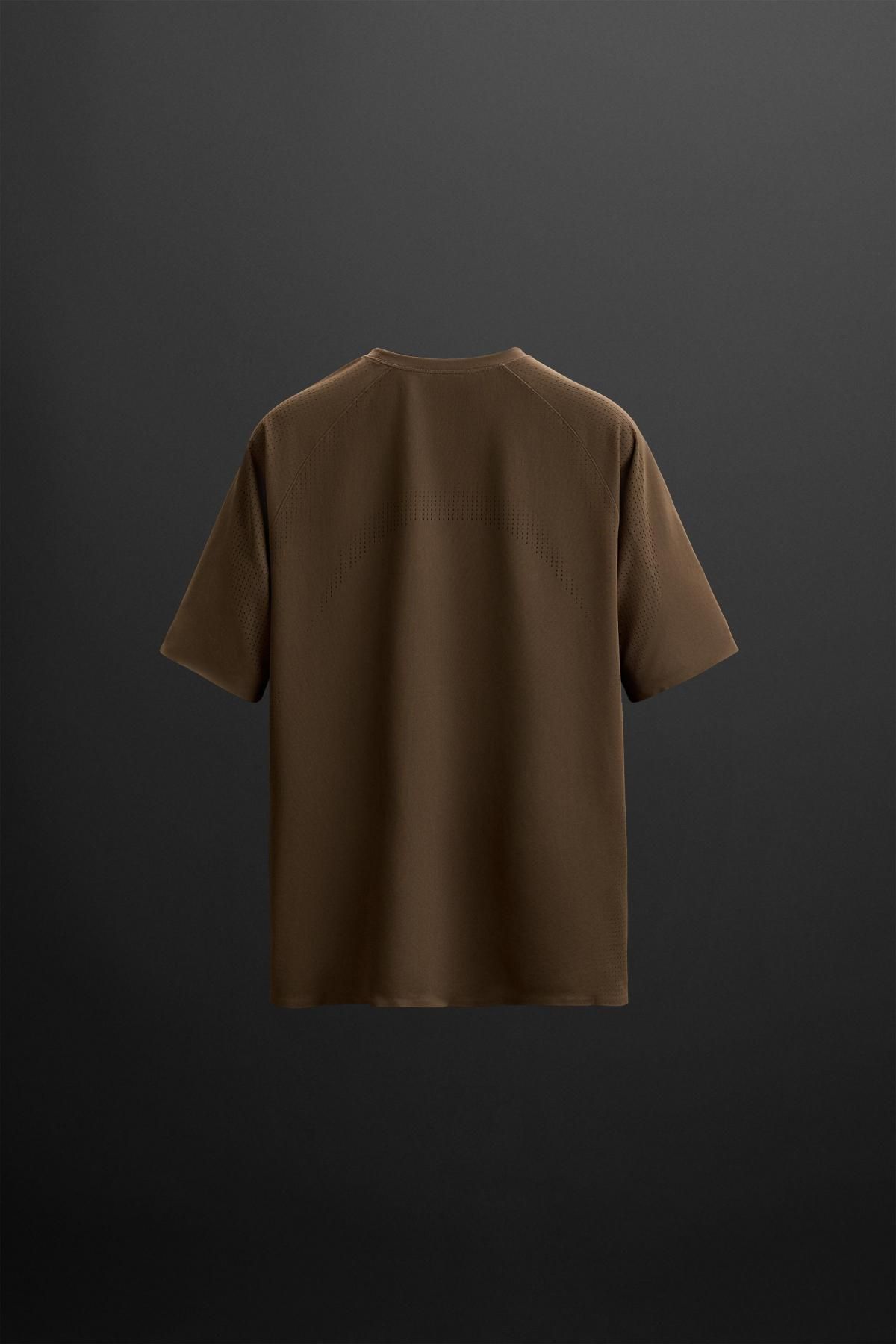 자라 테크니컬 경량 퍼포레이티드 반팔 티셔츠 6096/406 BROWN - 상세 이미지 2
