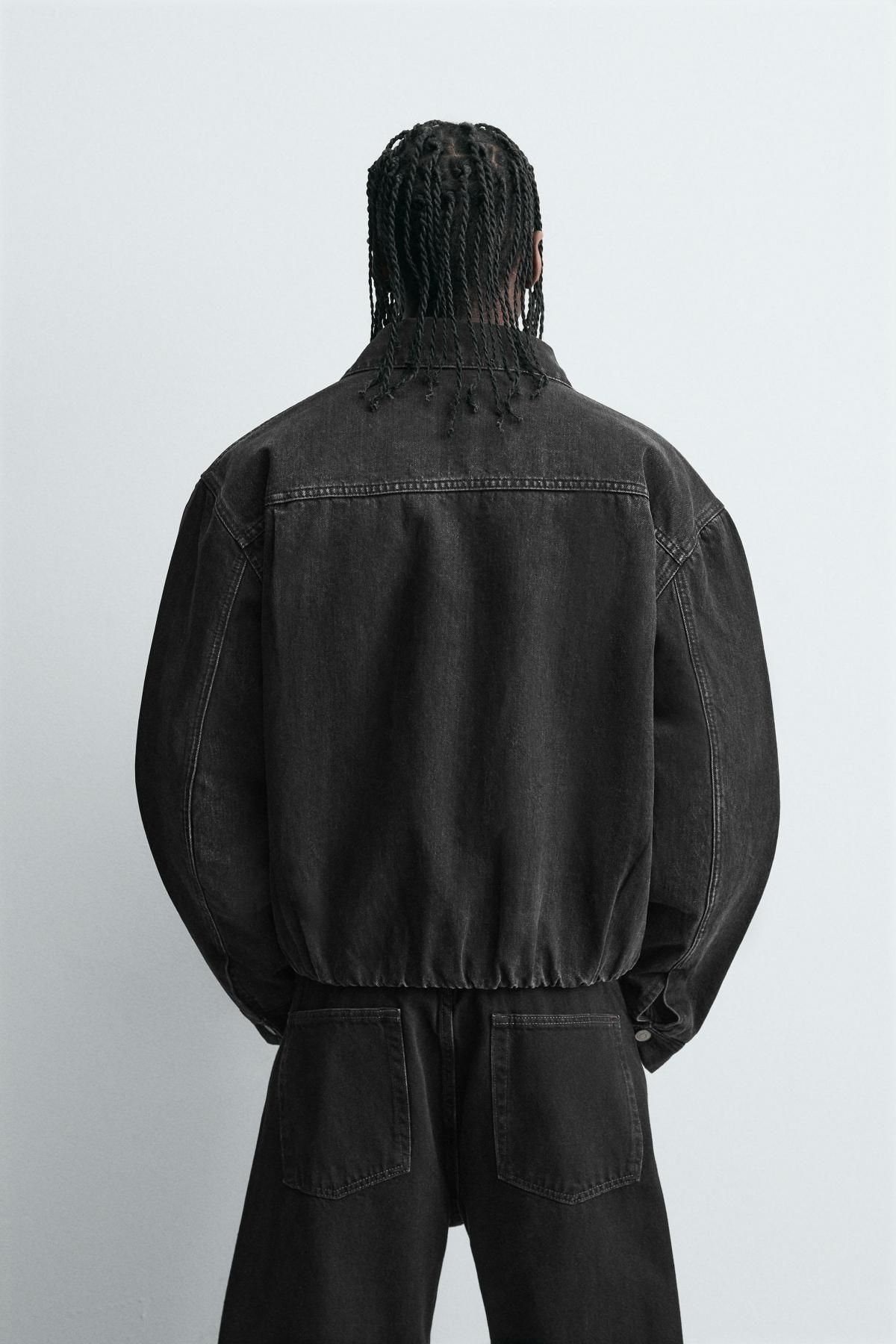 자라 오버핏 퀼팅 안감 블랙 데님 재킷 3467/300 BLACK - 상세 이미지 4