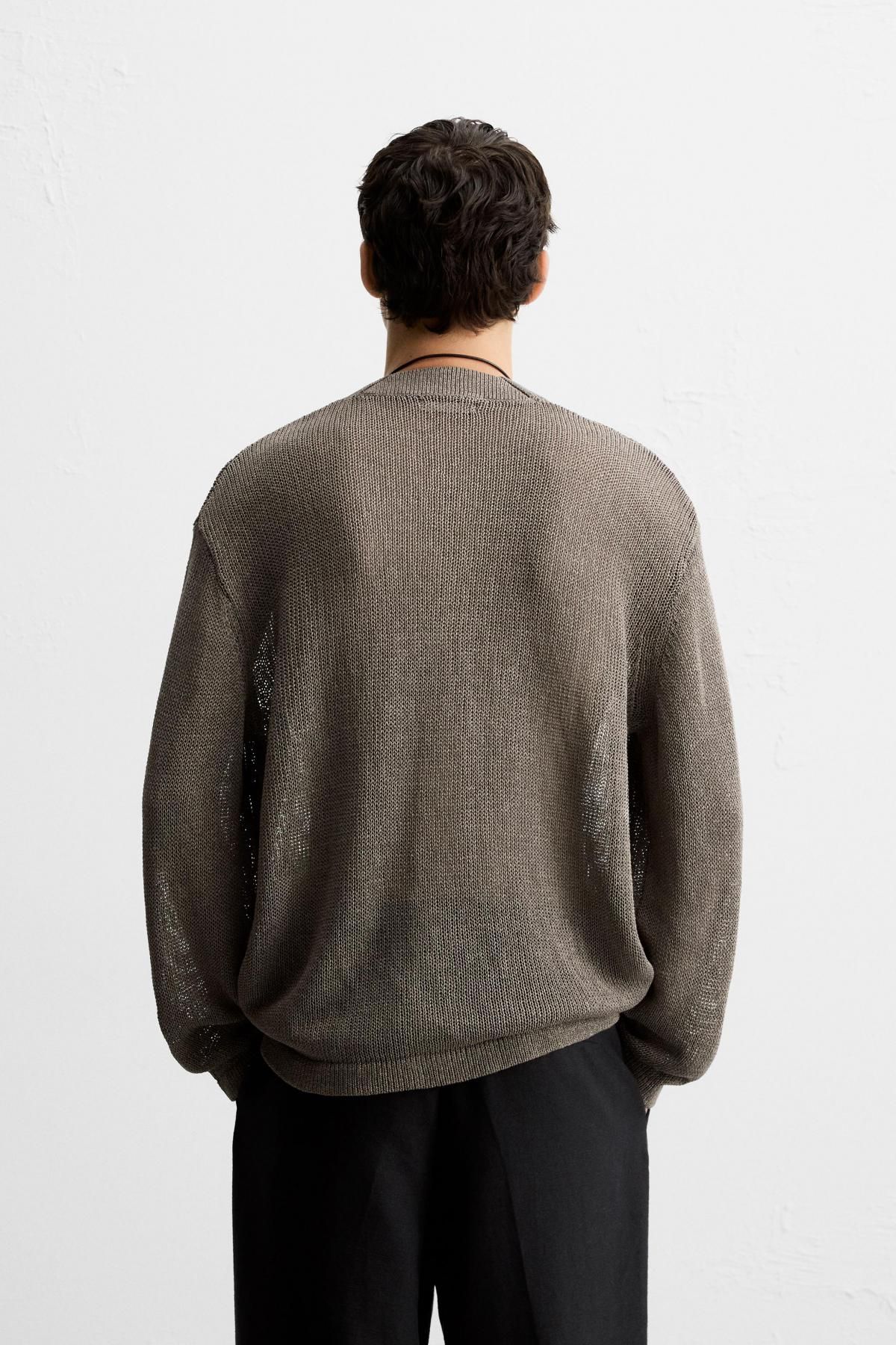 자라 오픈니트 텍스처 브이넥 가디건 6674/311 BROWN / TAUPE - 상세 이미지 4