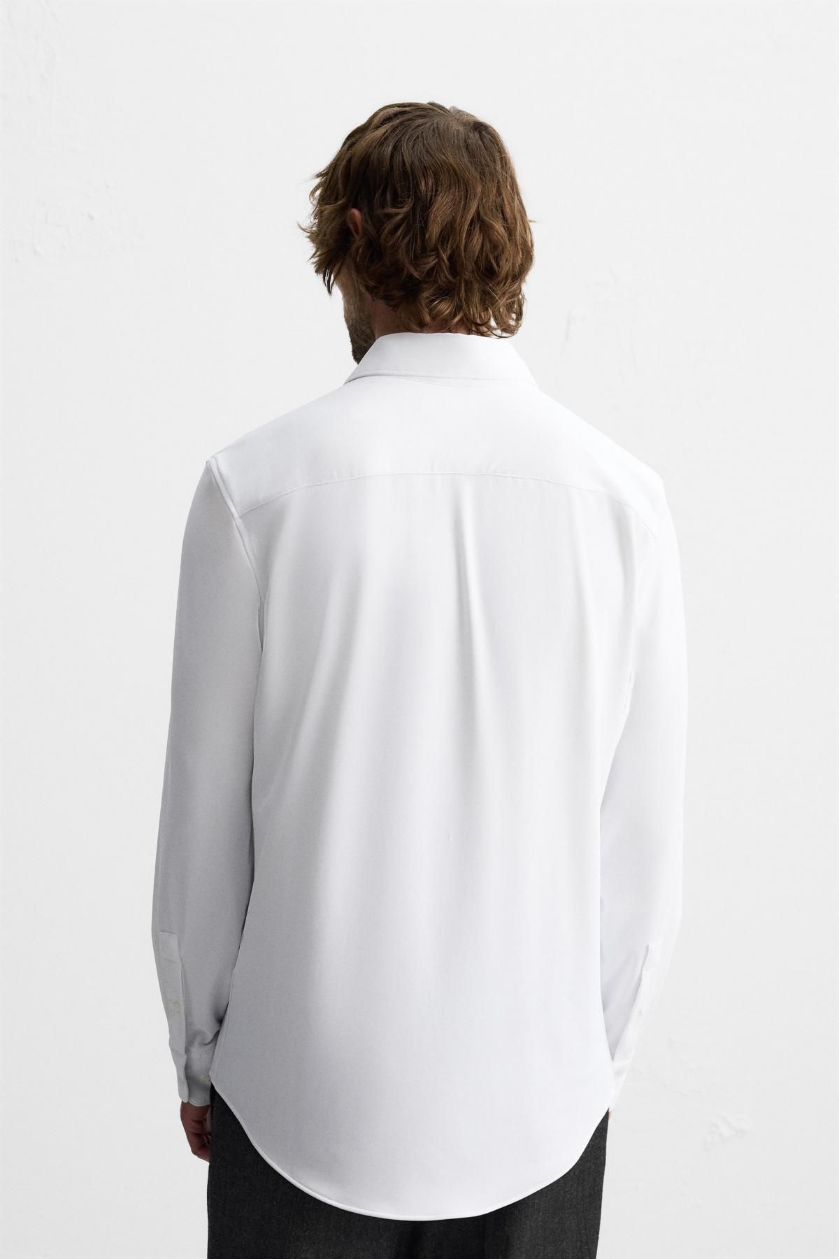 자라 텍스처 슬림핏 스트레치 셔츠 4047/476 WHITE - 상세 이미지 4