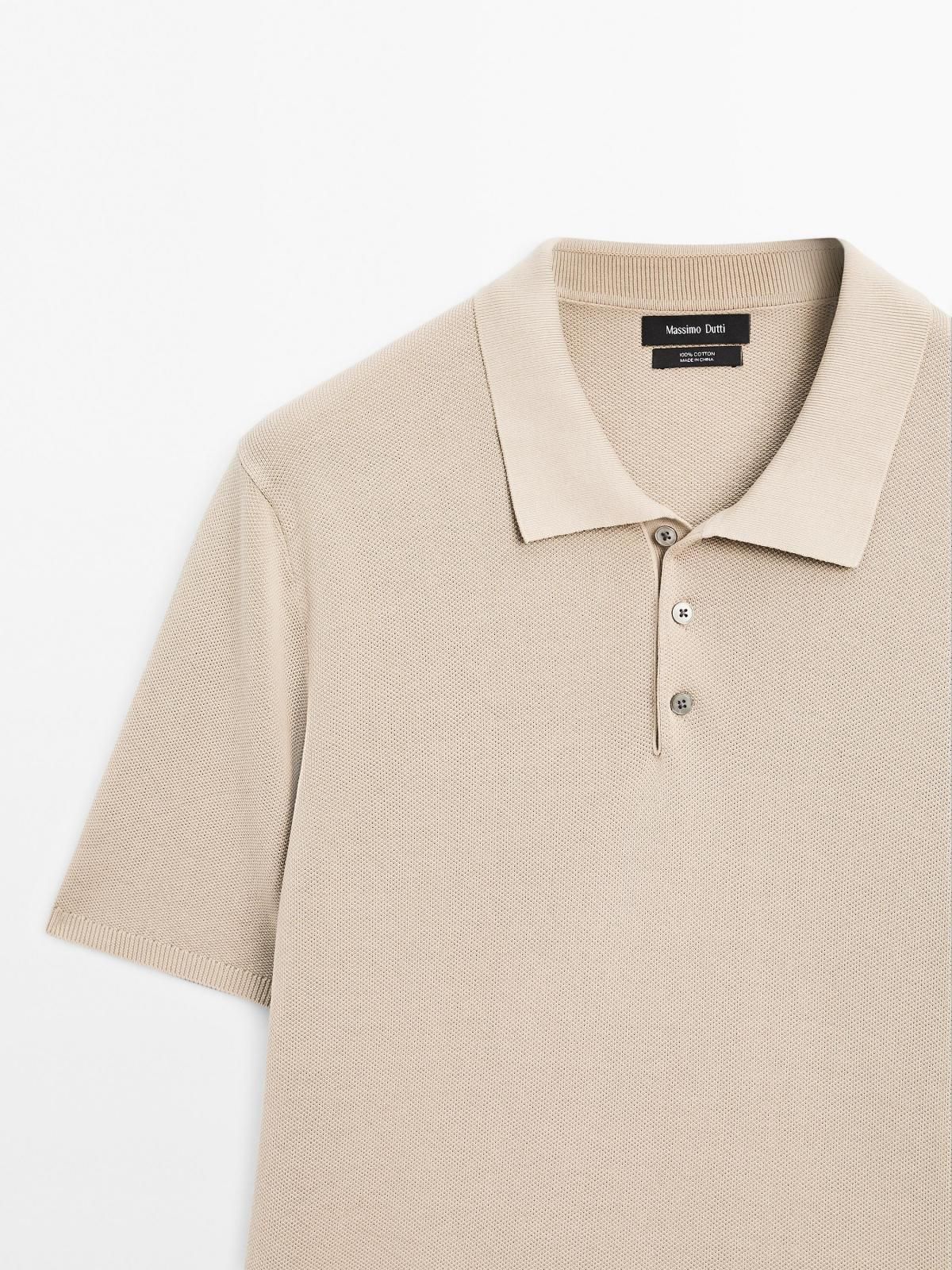 마시모두띠 베이직 100 코튼 니트 폴로 반팔셔츠 0931/388 PALE KHAKI - 상세 이미지 5