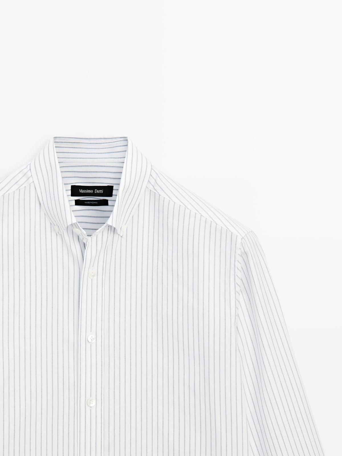 마시모두띠 클래식 스트라이프 옥스포드 코튼 레귤러핏 긴팔 셔츠 1910/250 WHITE - 상세 이미지 4