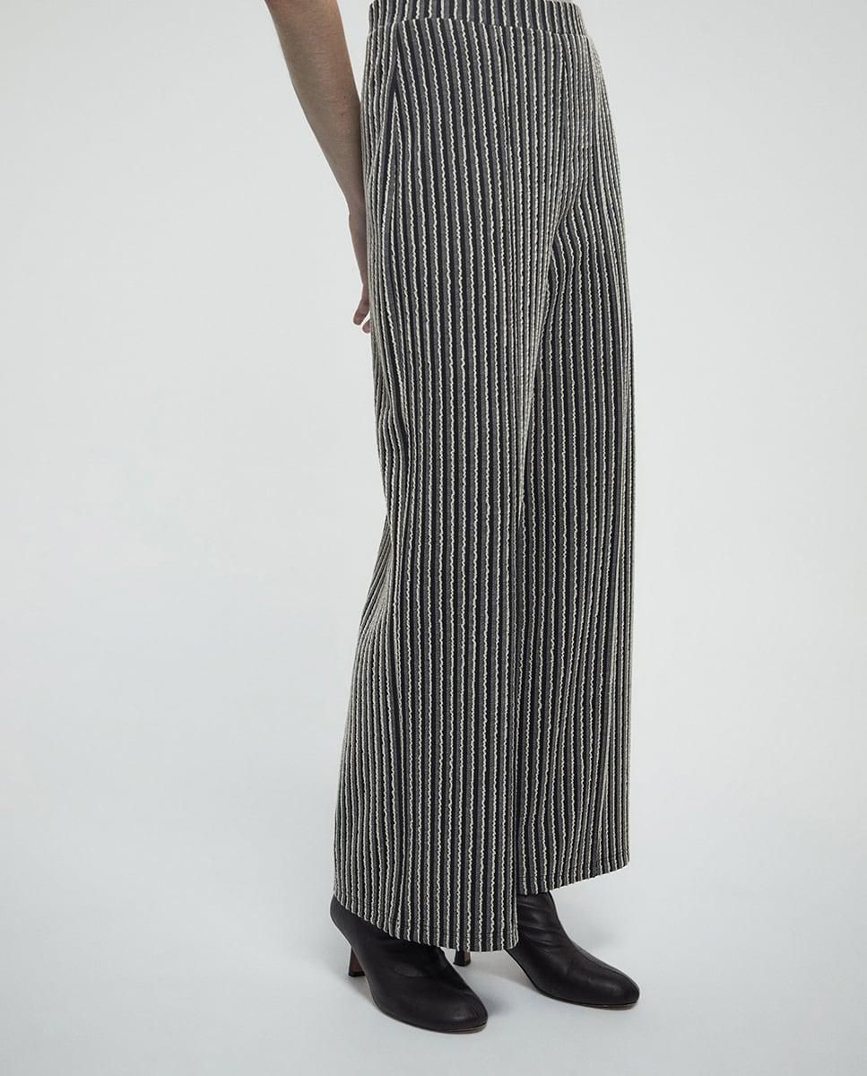 스페라 스트라이프 자카드 와이드 팬츠 56262006192 NEGRO - 상품 이미지