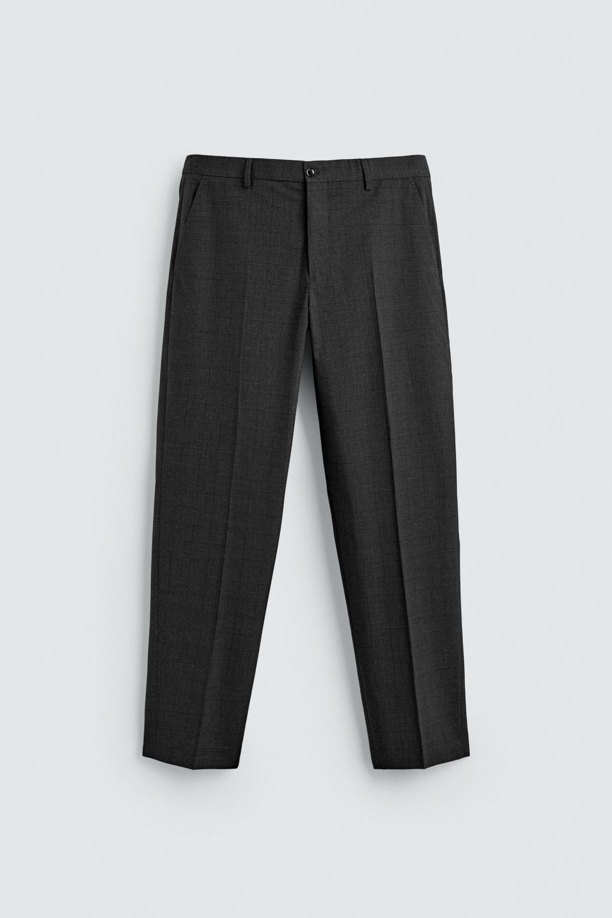 자라 슬림핏 체크 울 블렌드 정장 팬츠 1564/351 ANTHRACITE GREY 이미지 6