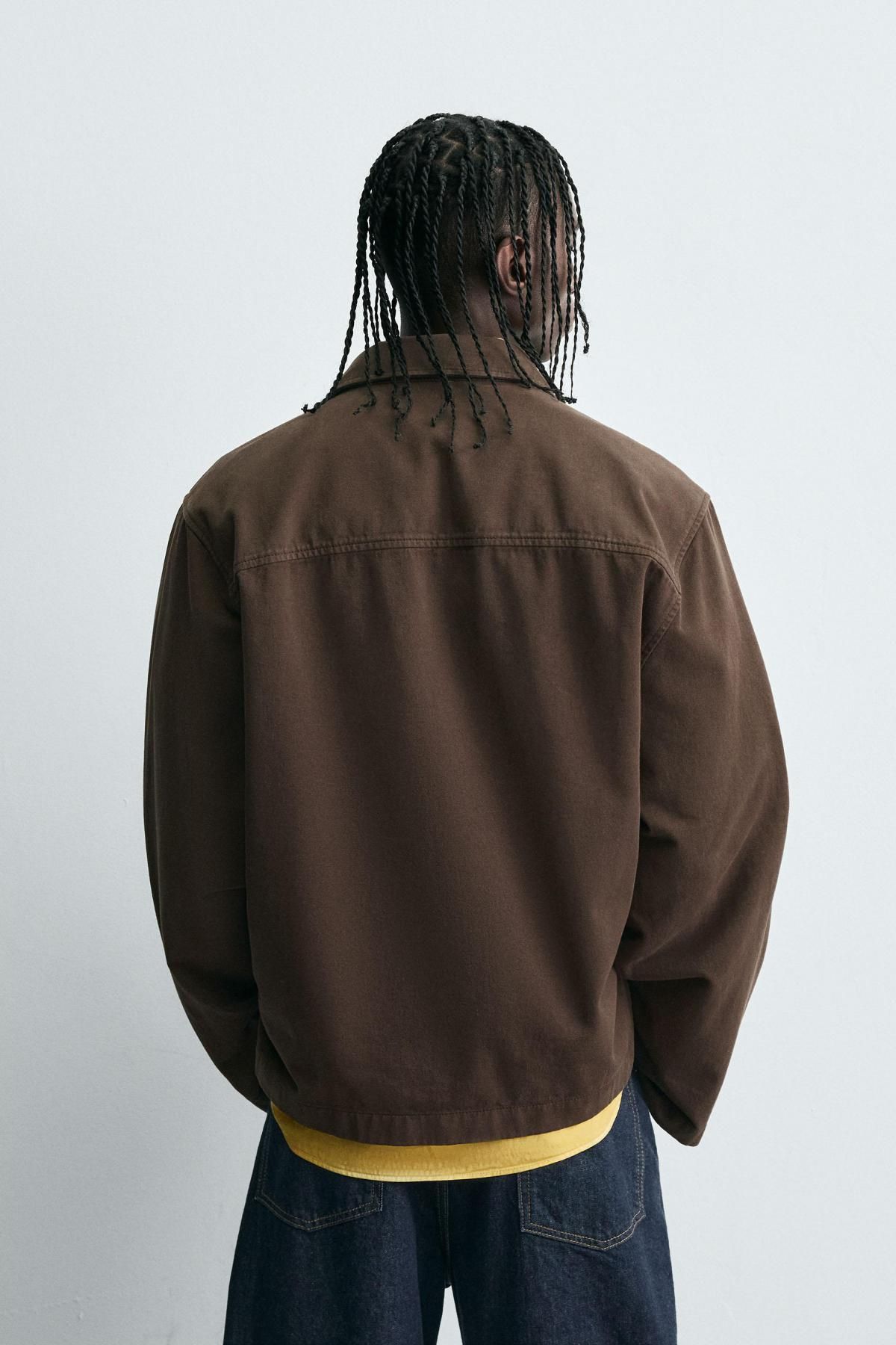 자라 테크니컬 텍스처 코튼 자수 오버셔츠 6917/307 BROWN - 상세 이미지 4