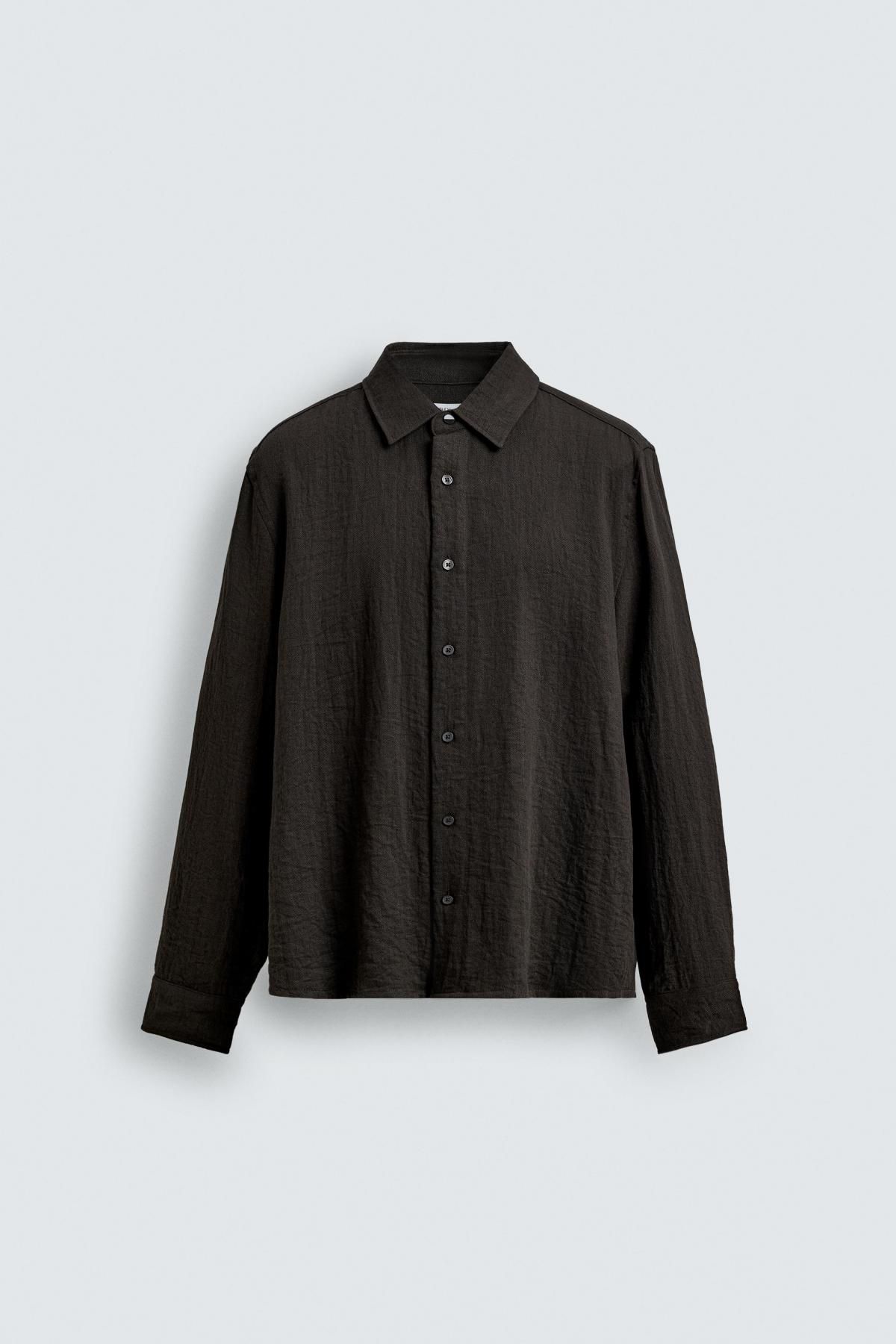 자라 테크니컬 릴렉스핏 블랙 긴팔 셔츠 1063/405 BROWN - 메인 이미지