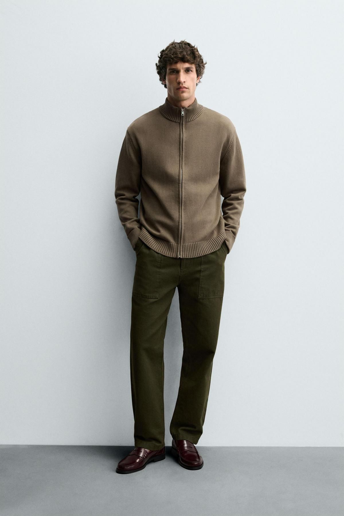 자라 미니멀 집업 니트 가디건 3920/181 MOSS GREEN - 상세 이미지 2