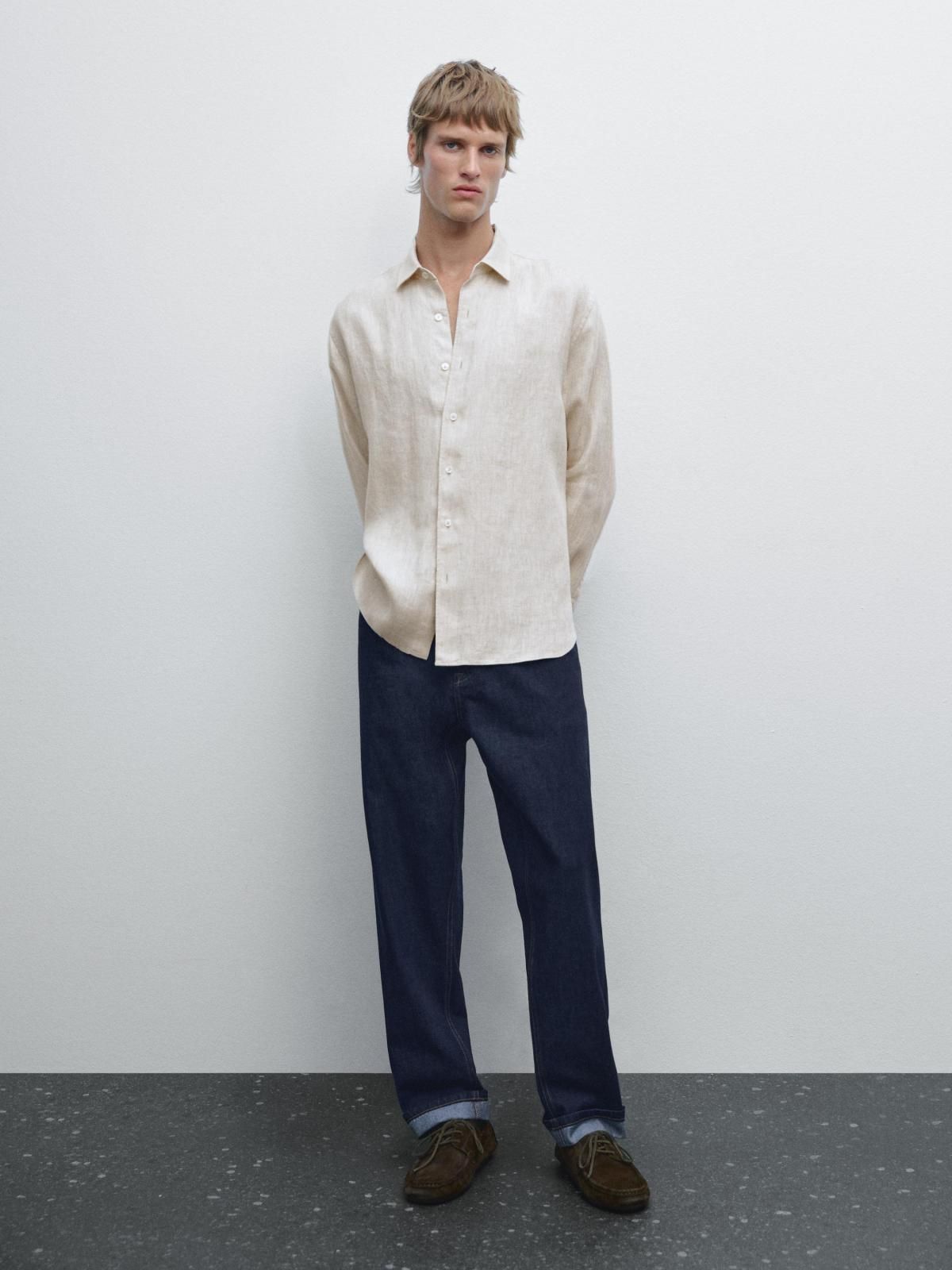 마시모두띠 리넨 페이디드 레귤러핏 긴팔 셔츠 1723/268 LIGHT BEIGE - 상세 이미지 2