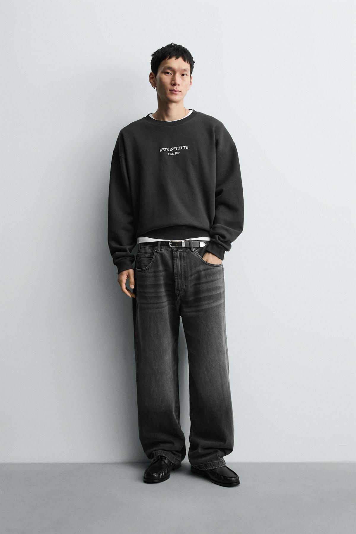 자라 레터링 프린트 박시핏 스웨트셔츠 6264/300 DARK ANTHRACITE - 상세 이미지 2