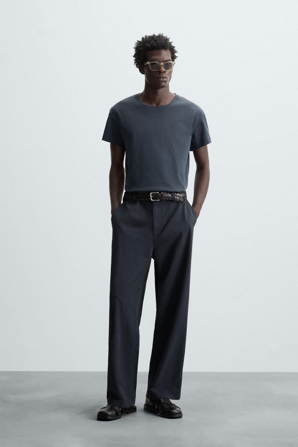 자라 테크니컬 레귤러핏 텍스처 슬랙스 팬츠 1063/313 NAVY BLUE - 상세 이미지 2