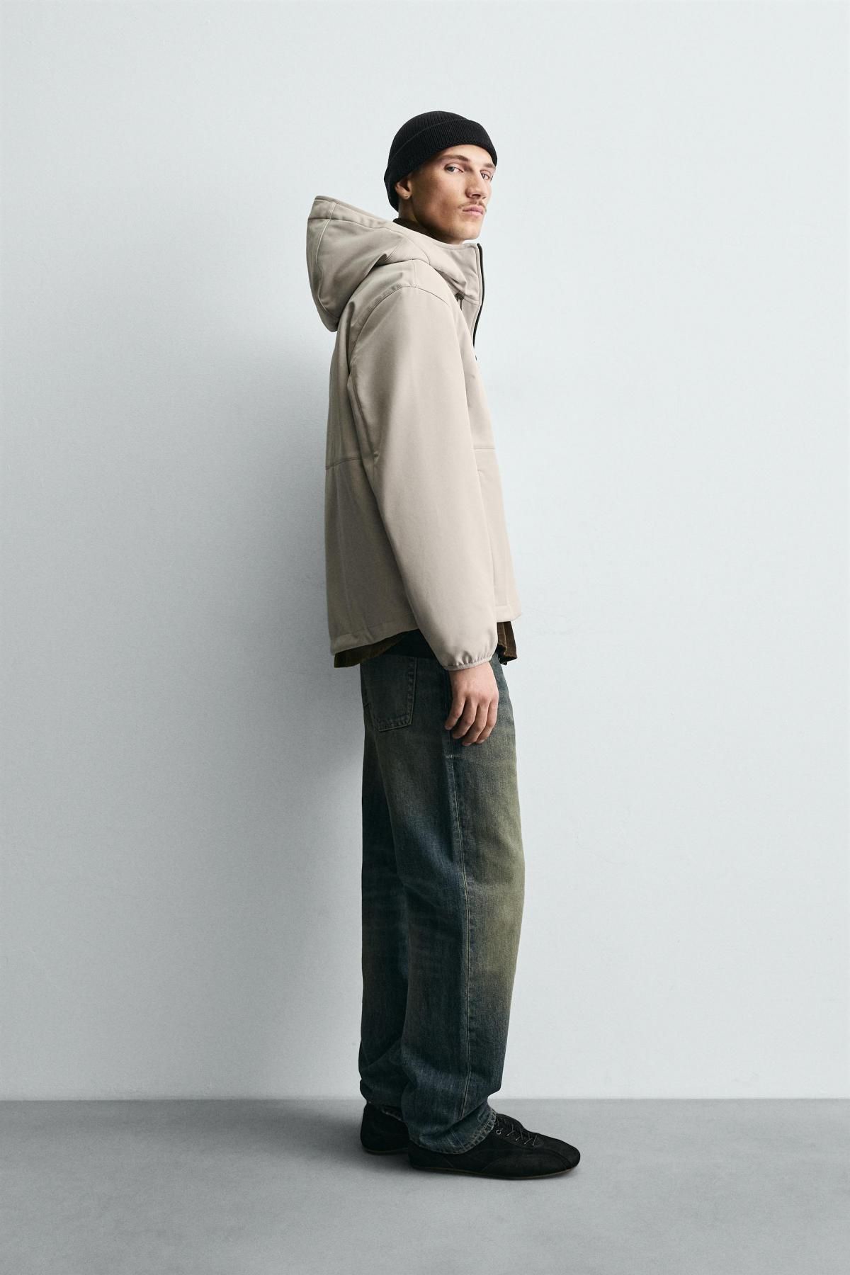 자라 테크니컬 플리스 후드 집업 자켓 3918/420 GREY / TAN - 상세 이미지 5