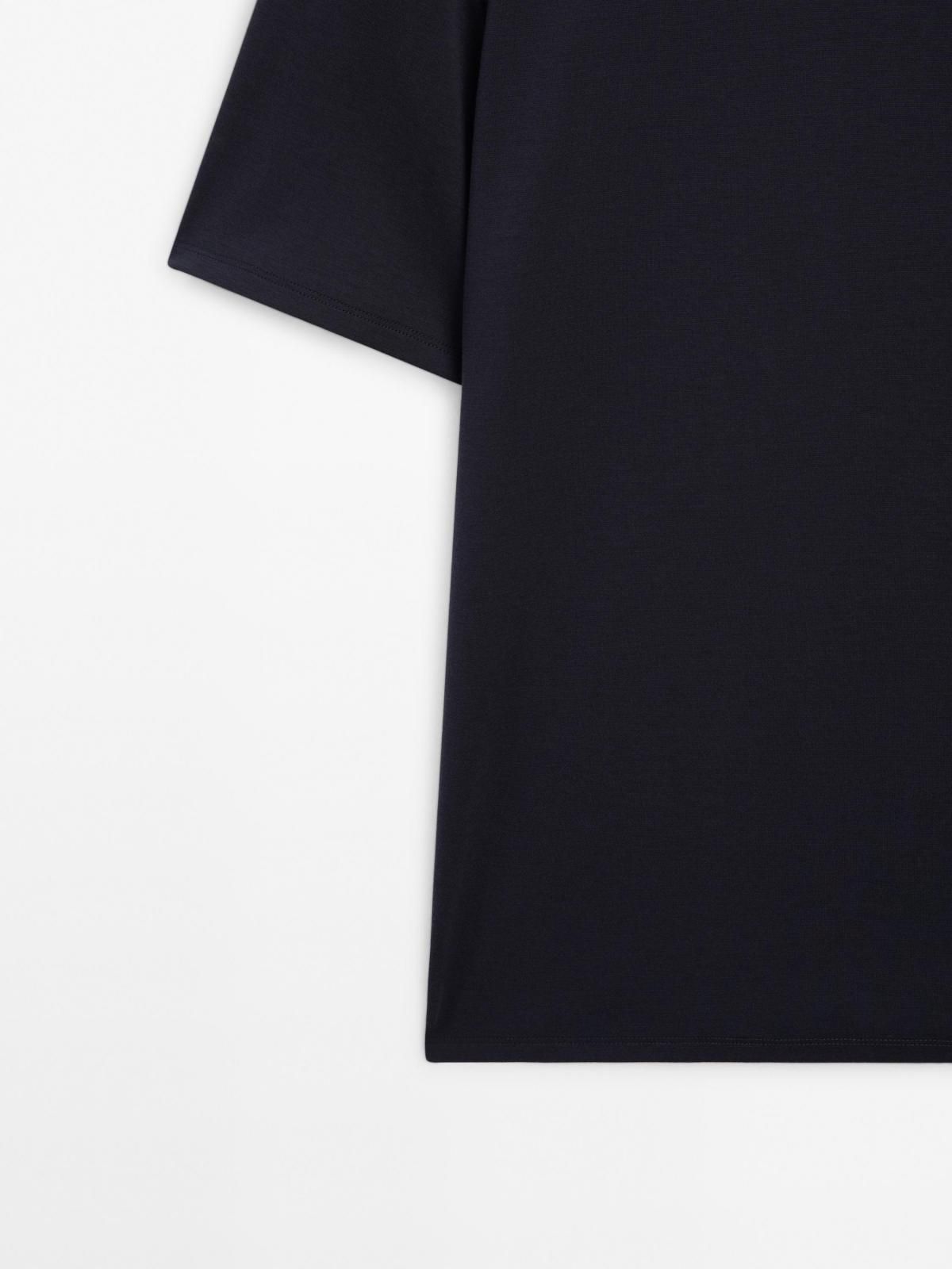 마시모두띠 미니멀 슬림핏 코튼블렌드 반팔 티셔츠 1414/207 NAVY BLUE - 상세 이미지 3