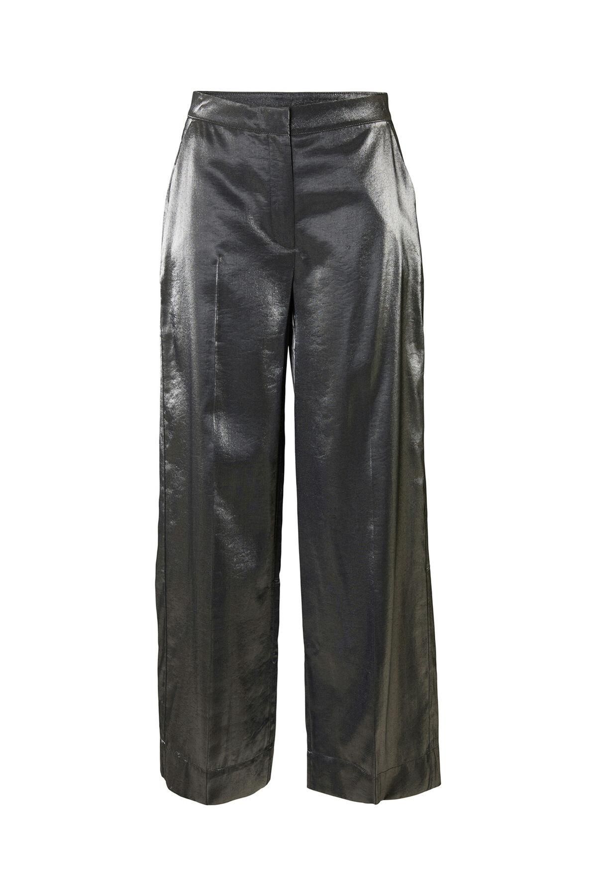 셀렉티드 메탈릭 와이드 슬랙스 팬츠 3722193 NEGRO - 상세 이미지 5