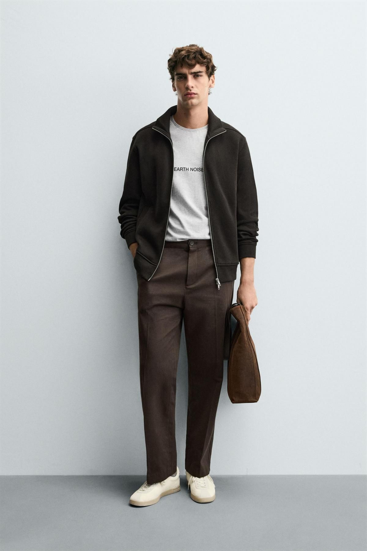 자라 베이직 테크니컬 골지 집업 재킷 0526/324 DARK BROWN - 상세 이미지 2