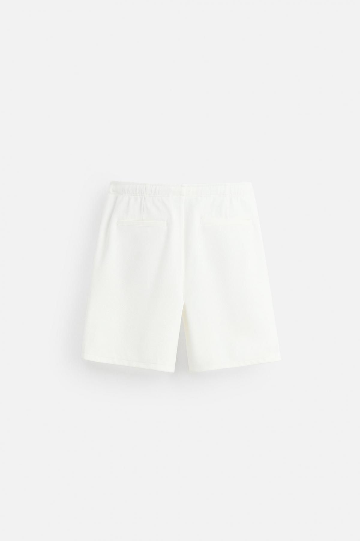 자라 컴포트 텍스처 스트레치 밴딩 베이직 반바지 7484/408 OYSTER-WHITE 이미지 8