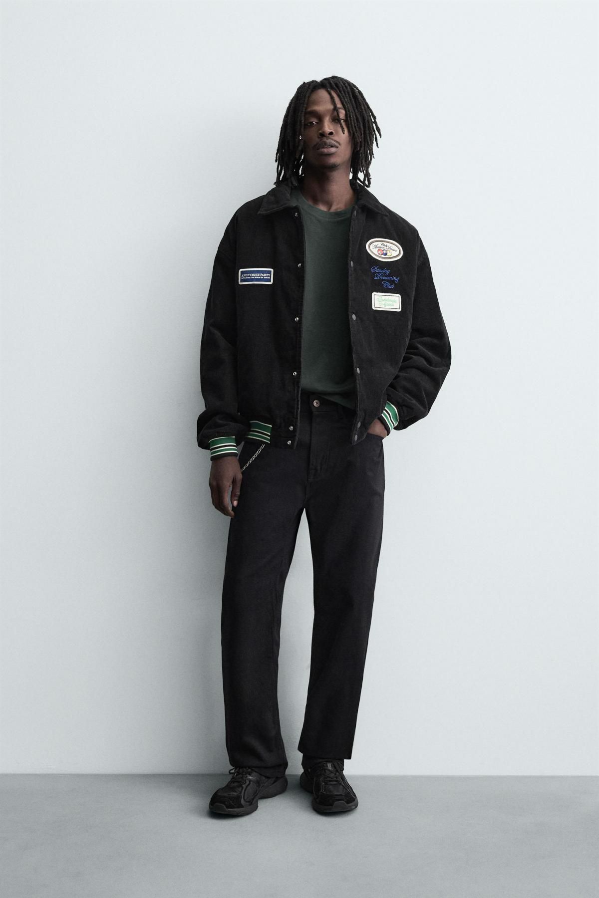 자라 자수 패치 코듀로이 바시티 자켓 6318/420 BLACK - 상세 이미지 2