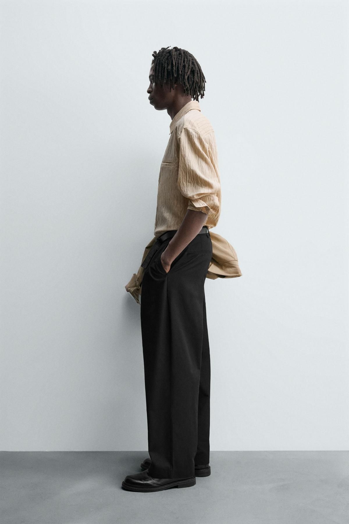 자라 스트라이프 모달블렌드 릴랙스핏 긴팔 셔츠 7545/365 BEIGE - 상세 이미지 5