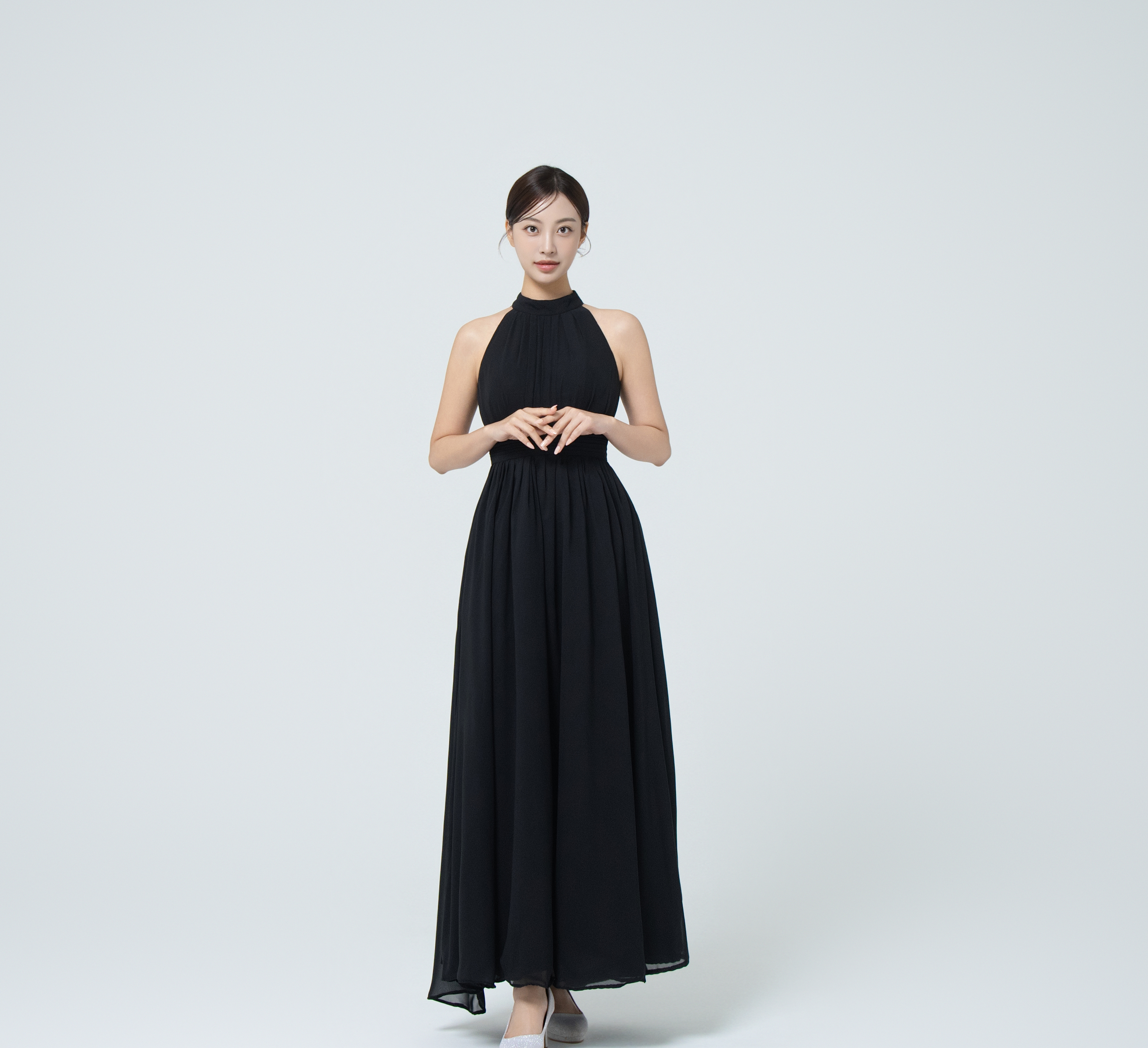 그라이너 홀터넥 블랙드레스 대여 피로연의상 브라이덜샤워 제주웨딩야외스냅 2부원피스 맘드레스 - 상세 이미지 5