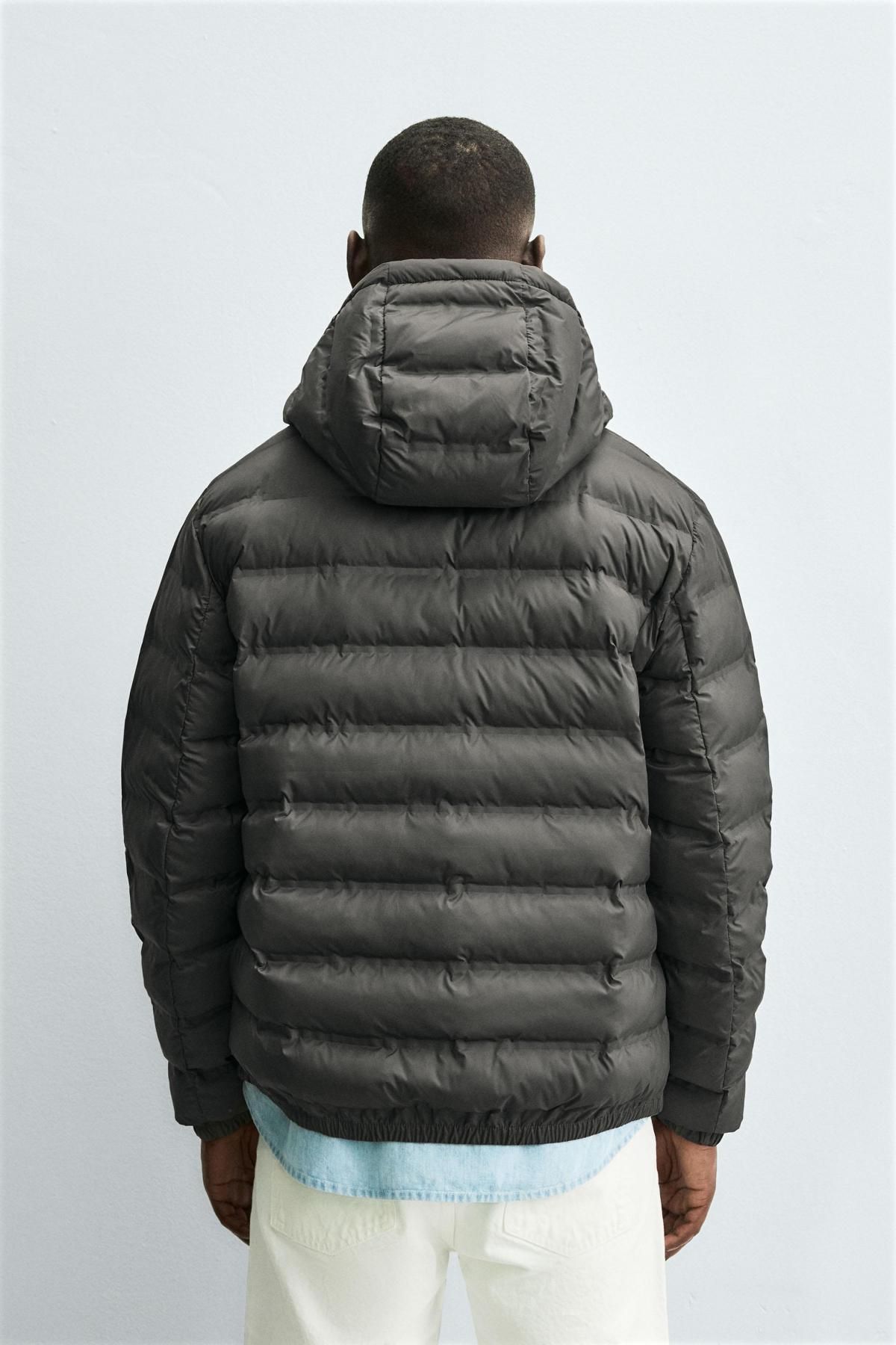 자라 테크니컬 경량 퀼팅 후드 집업 패딩 4302/208 CHARCOAL GREY - 상세 이미지 4