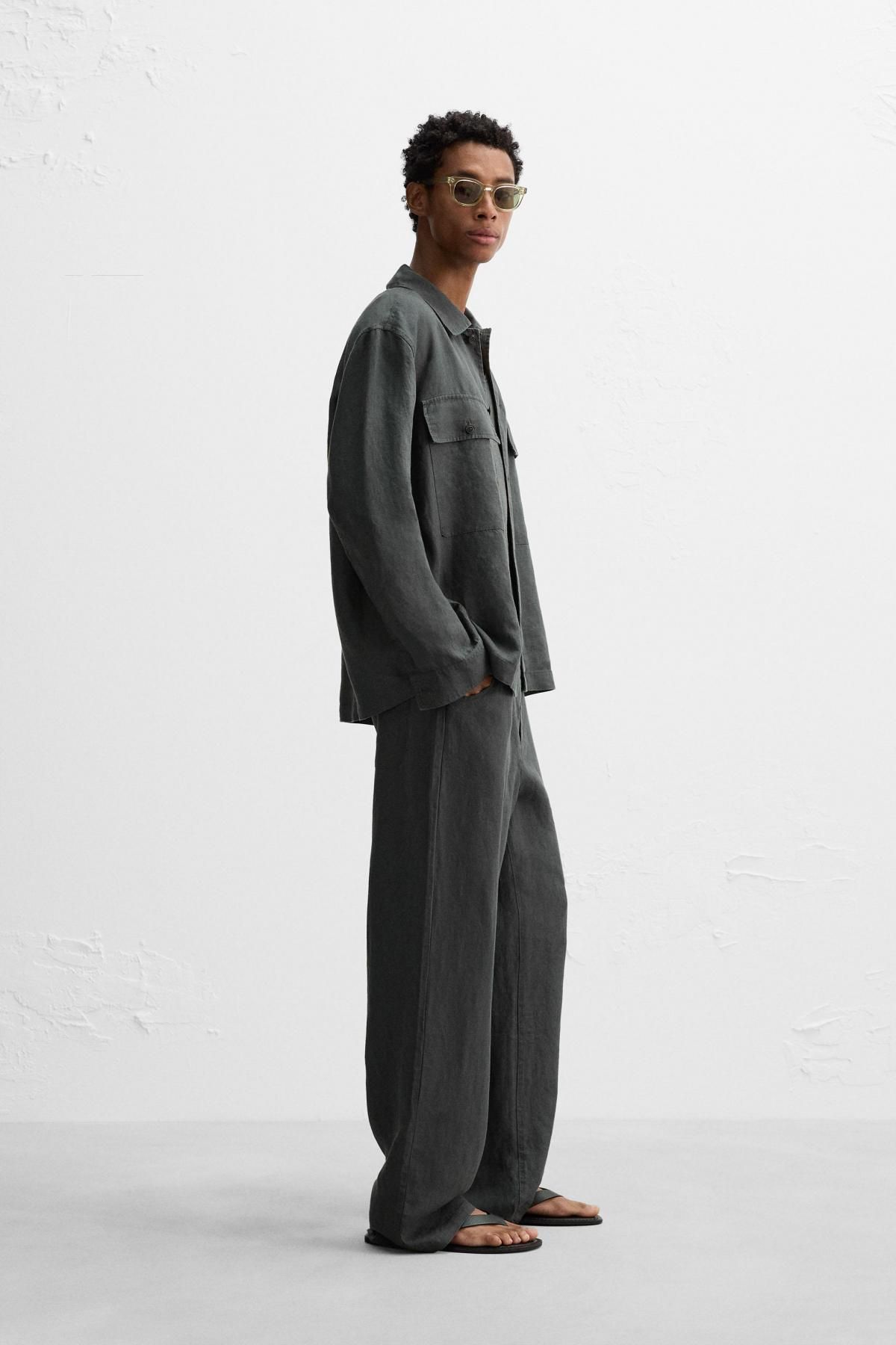 자라 오가닉 텍스처 릴랙스핏 헴프 오버셔츠 5344/411 ANTHRACITE GREY - 상세 이미지 5