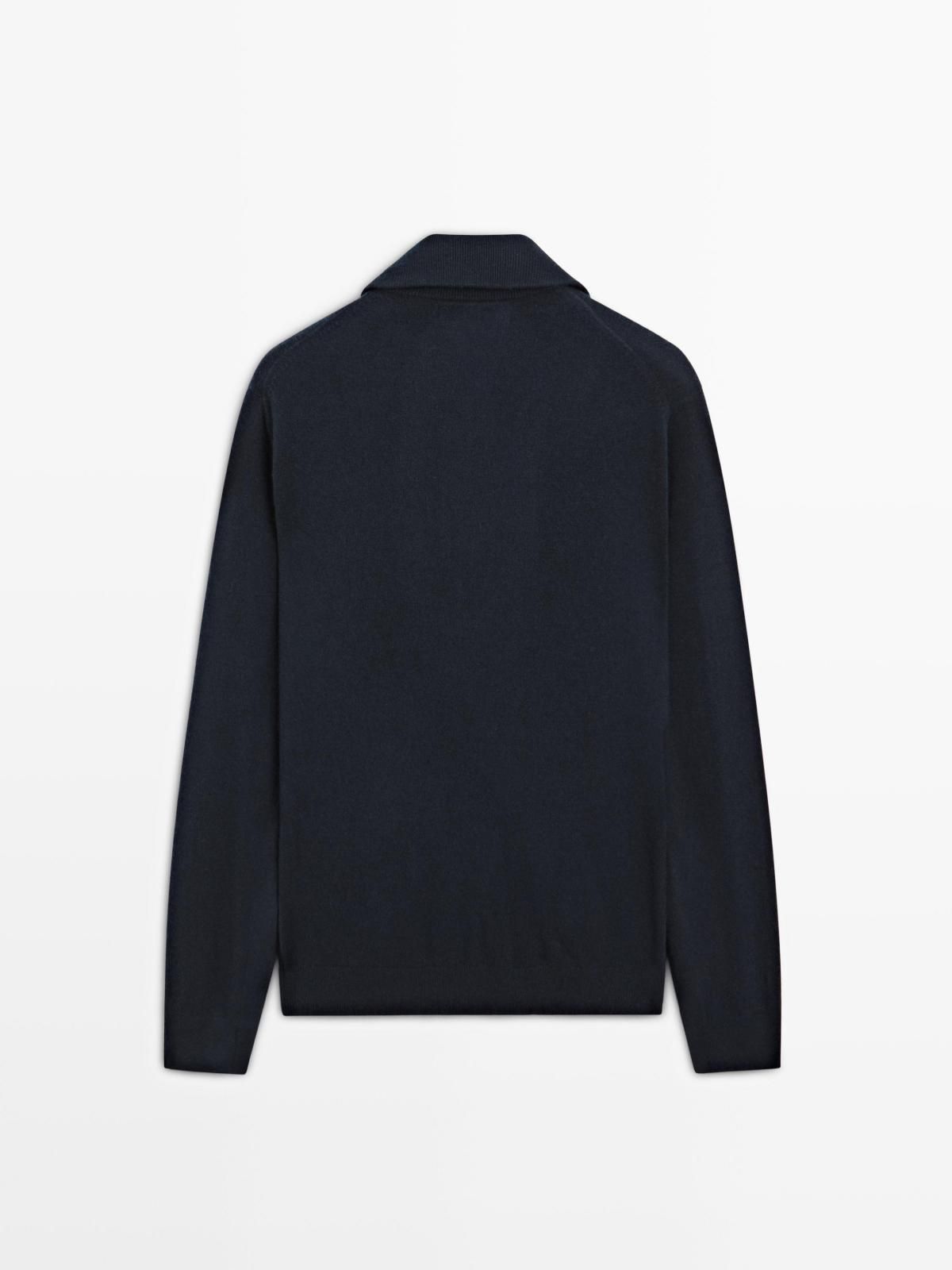 마시모두띠 미니멀 울블렌드 하이넥 집업 니트 가디건 1017/226 NAVY BLUE - 상세 이미지 2