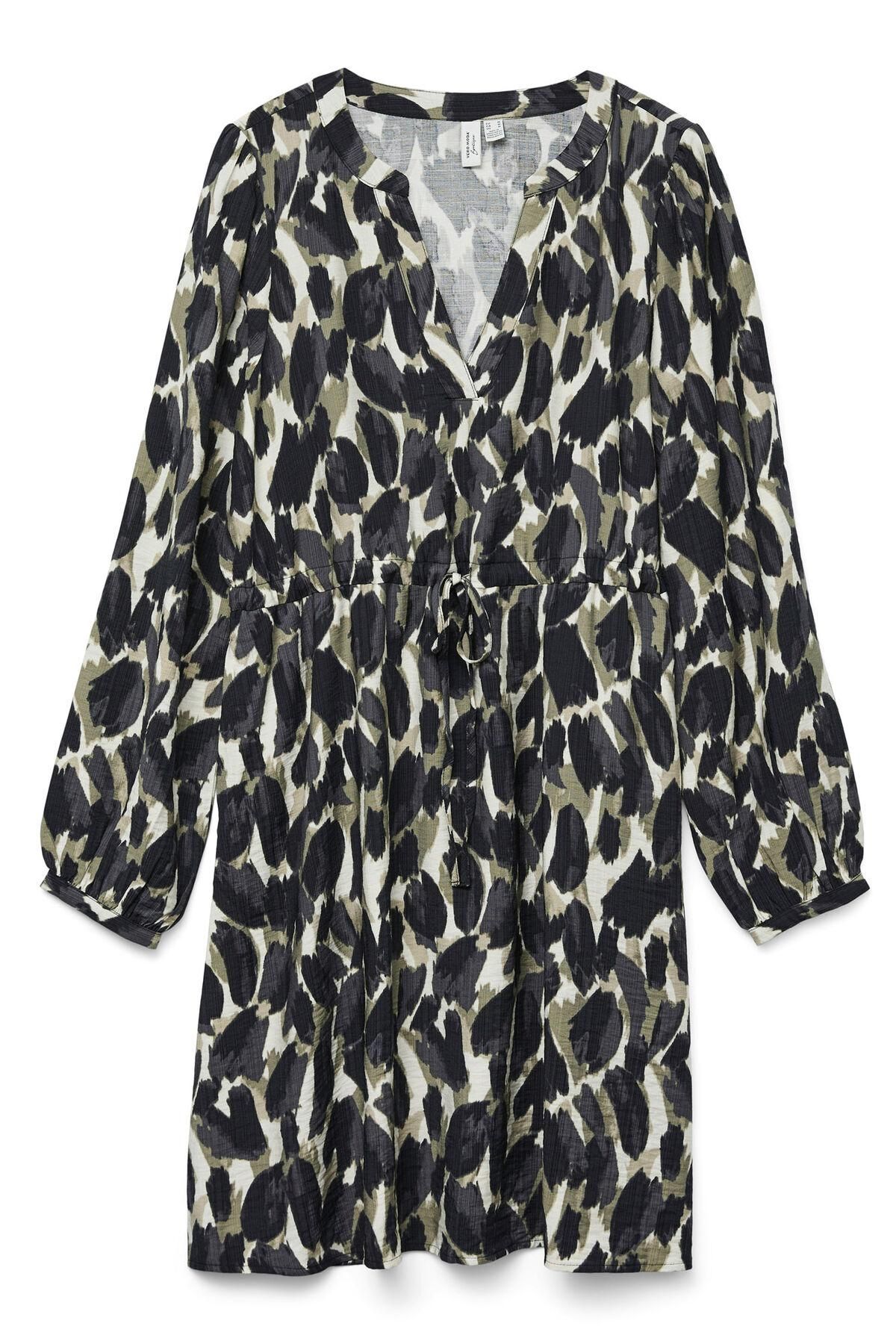 베로모다 레오파드 패턴 브이넥 벨트 미니 원피스 6442245 VERDE - 상품 이미지