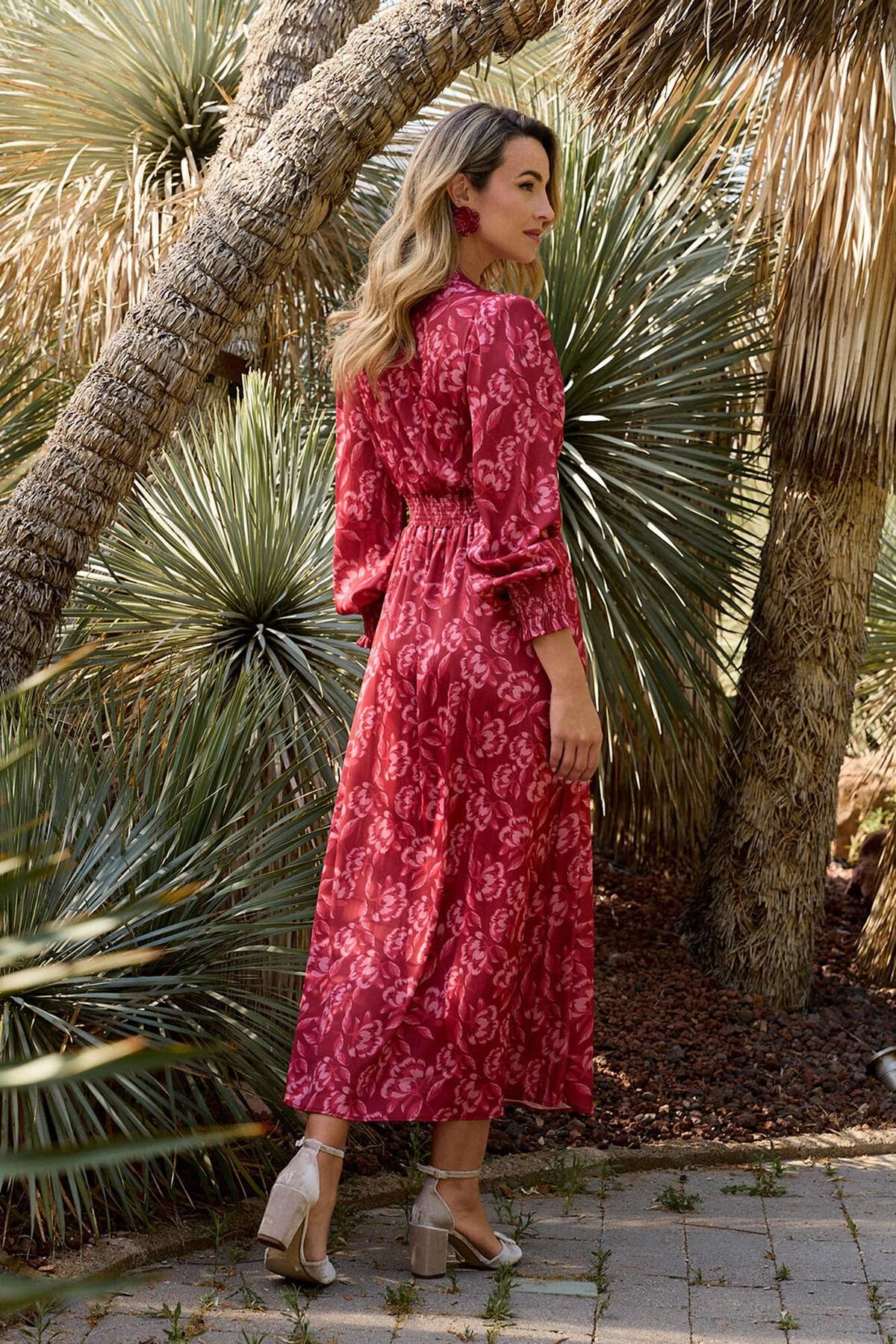 폴린에무아 플로럴 랩스타일 버건디 롱 원피스 6442343 VINO - 상세 이미지 2