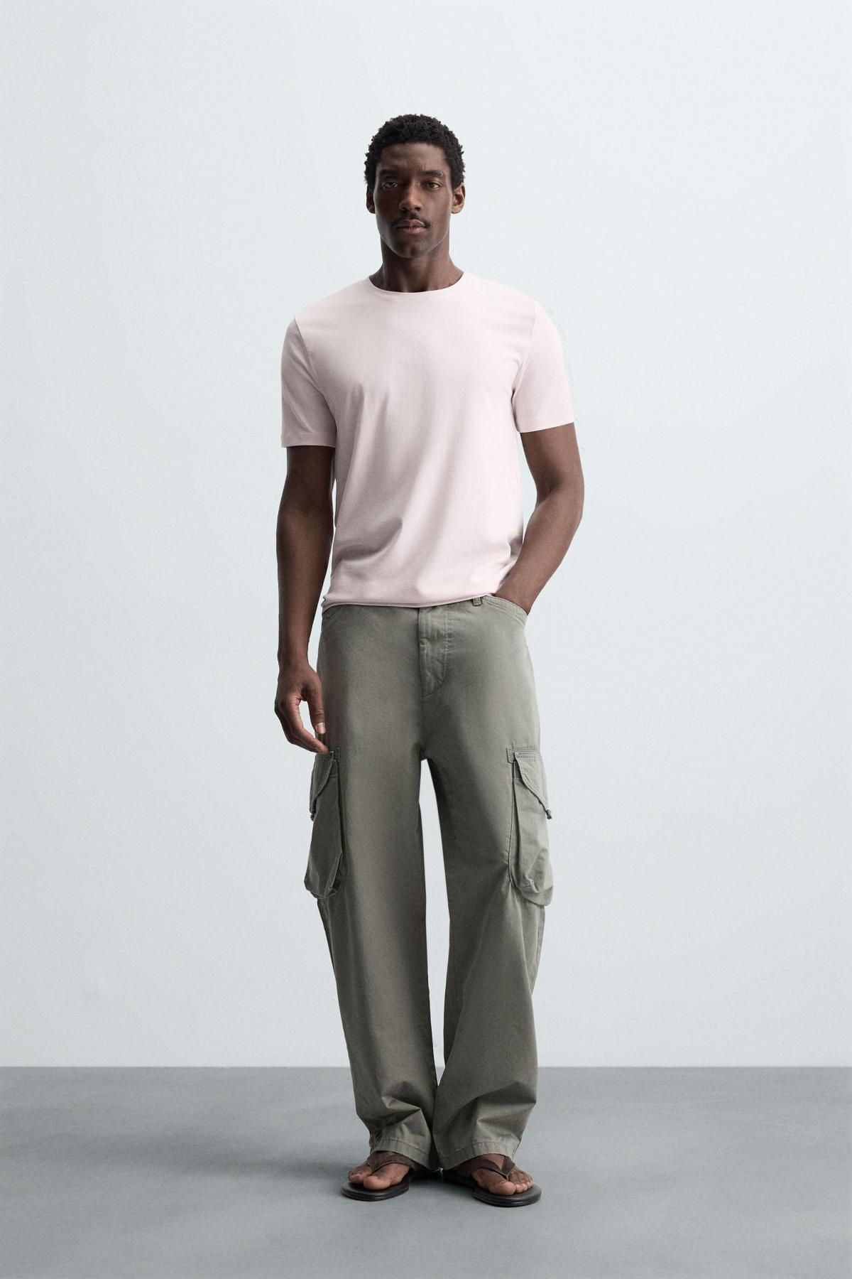자라 라이트핑크 슬림핏 베이직 반팔 티셔츠 5584/401 LIGHT PINK - 상세 이미지 2